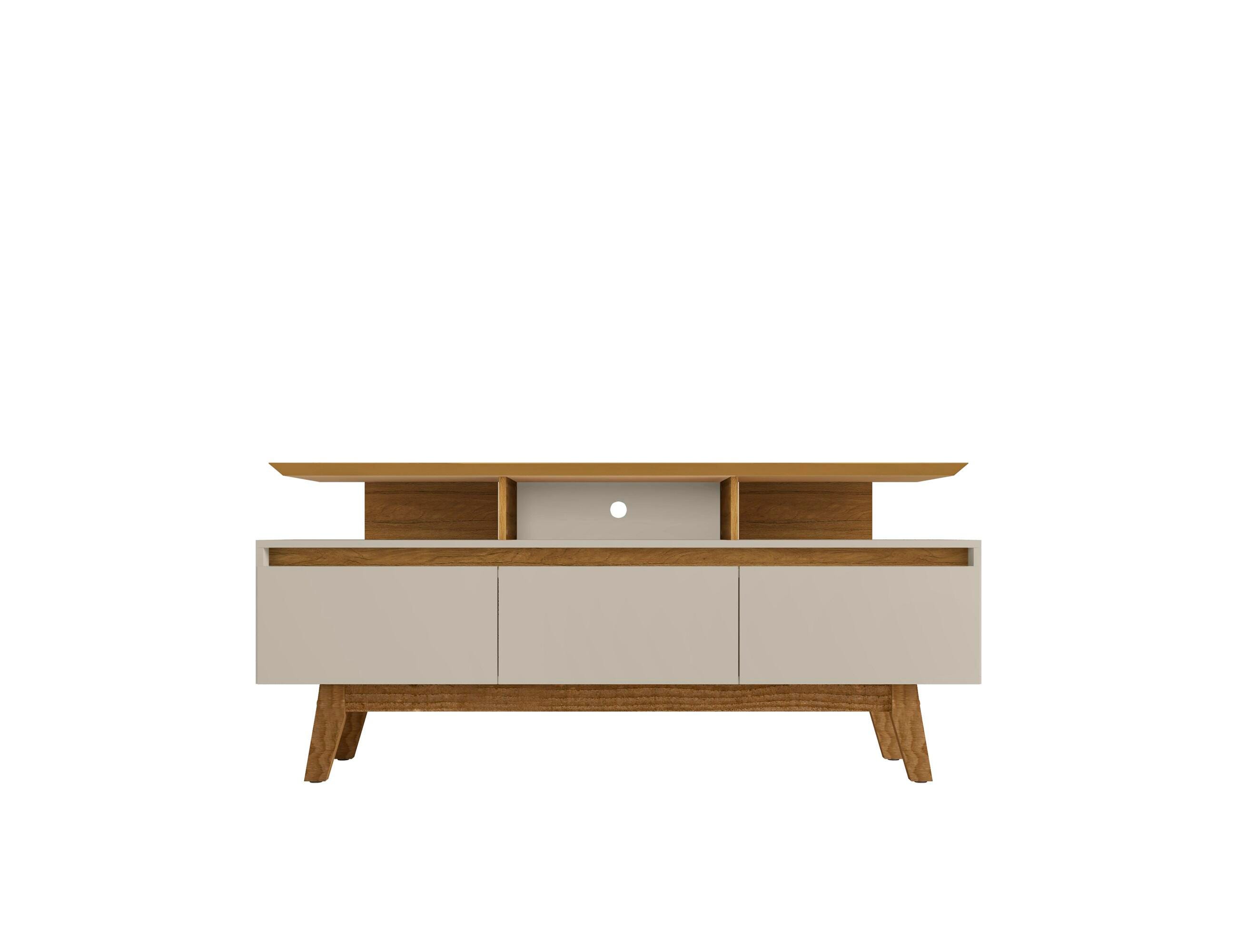 Manhattan Comfort Yonkers 62.99 TV Stand in Off White and Cinnamon, Off White/Cinnamon, large