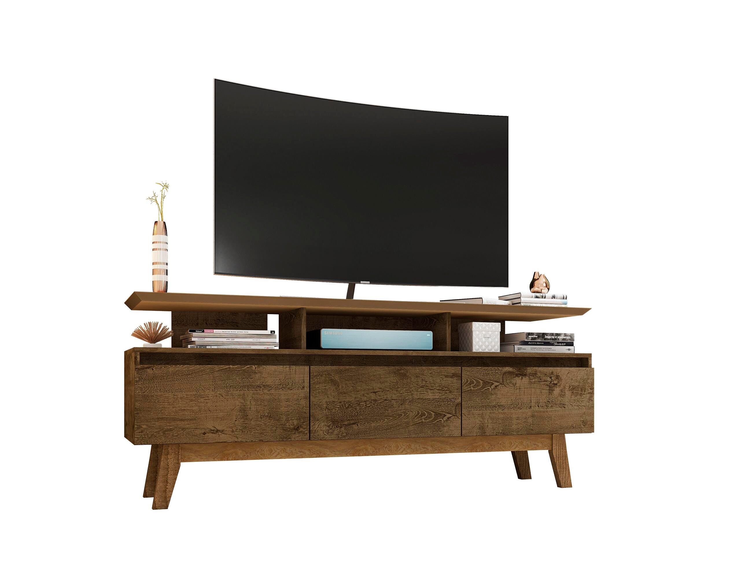 Manhattan Comfort Yonkers 62.99 TV Stand in Rustic Brown, Brown, large