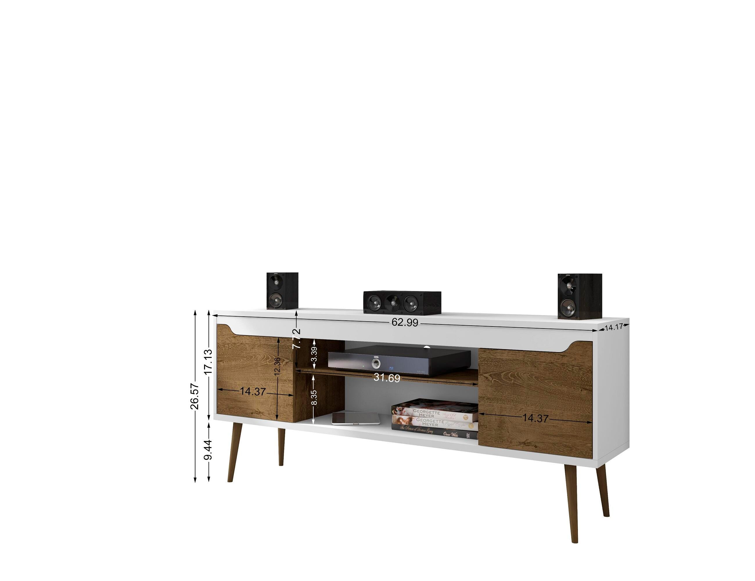 Manhattan Comfort Bradley 62.99 TV Stand in White and Rustic Brown, White/Rustic Brown, large