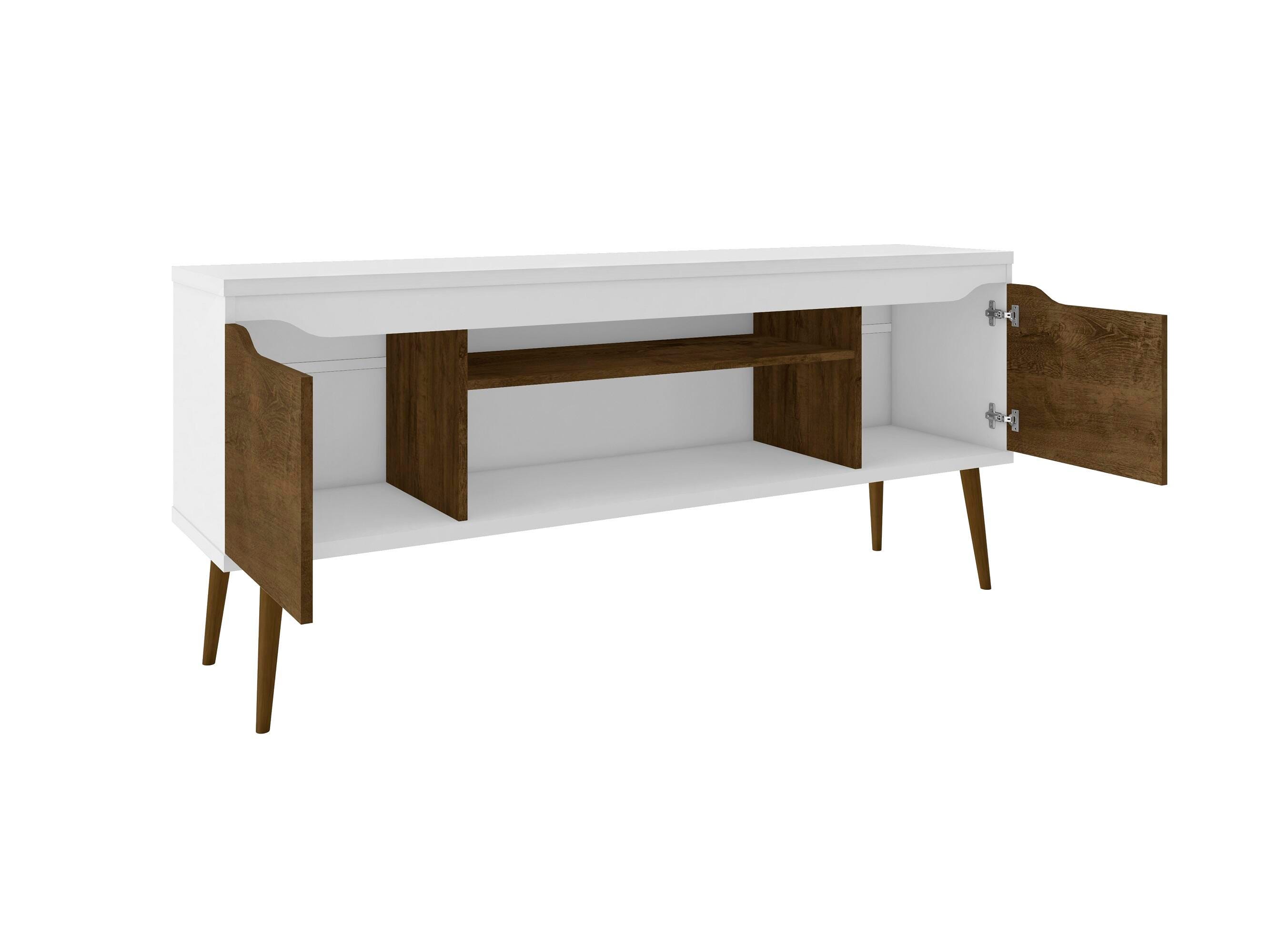 Manhattan Comfort Bradley 62.99 TV Stand in White and Rustic Brown, White/Rustic Brown, large