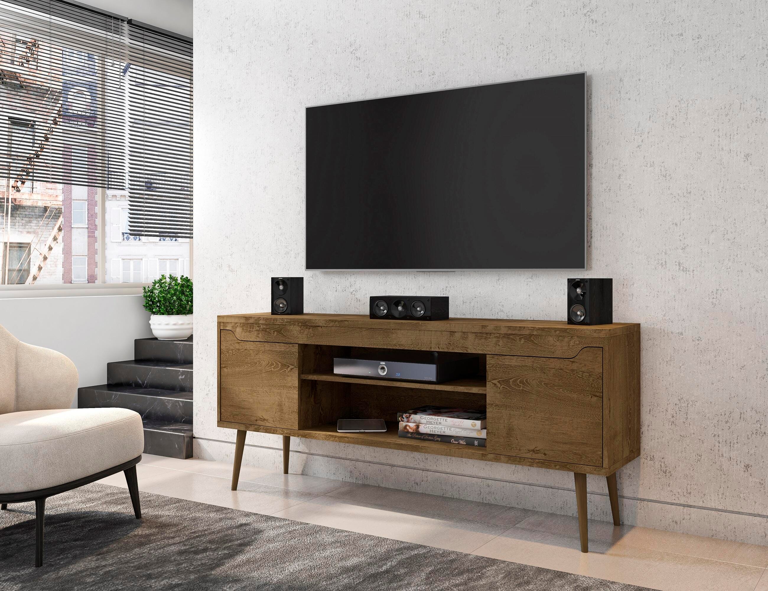 Manhattan Comfort Bradley 62.99 TV Stand in Rustic Brown, Brown, rollover
