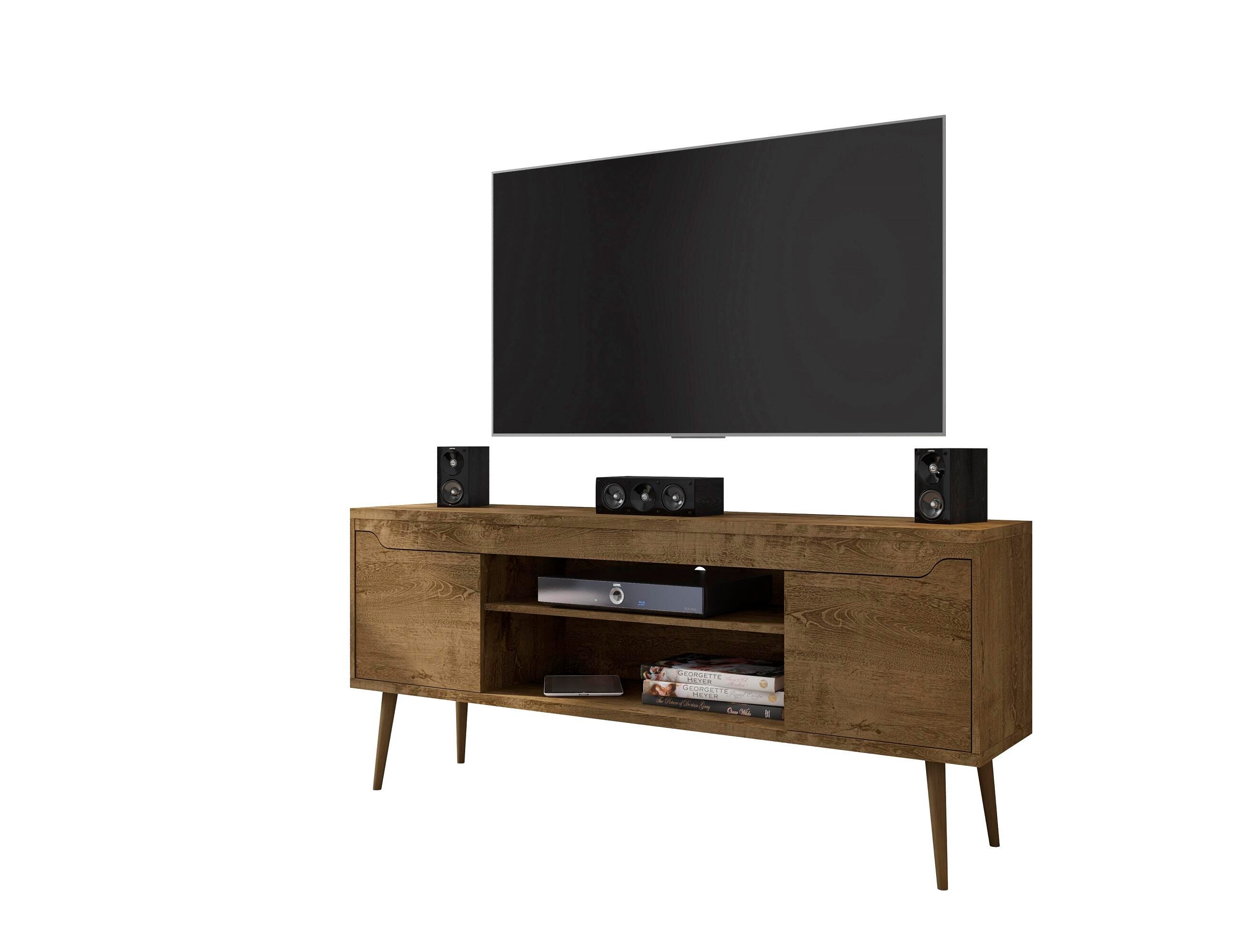 Manhattan Comfort Bradley 62.99 TV Stand in Rustic Brown, Brown, large
