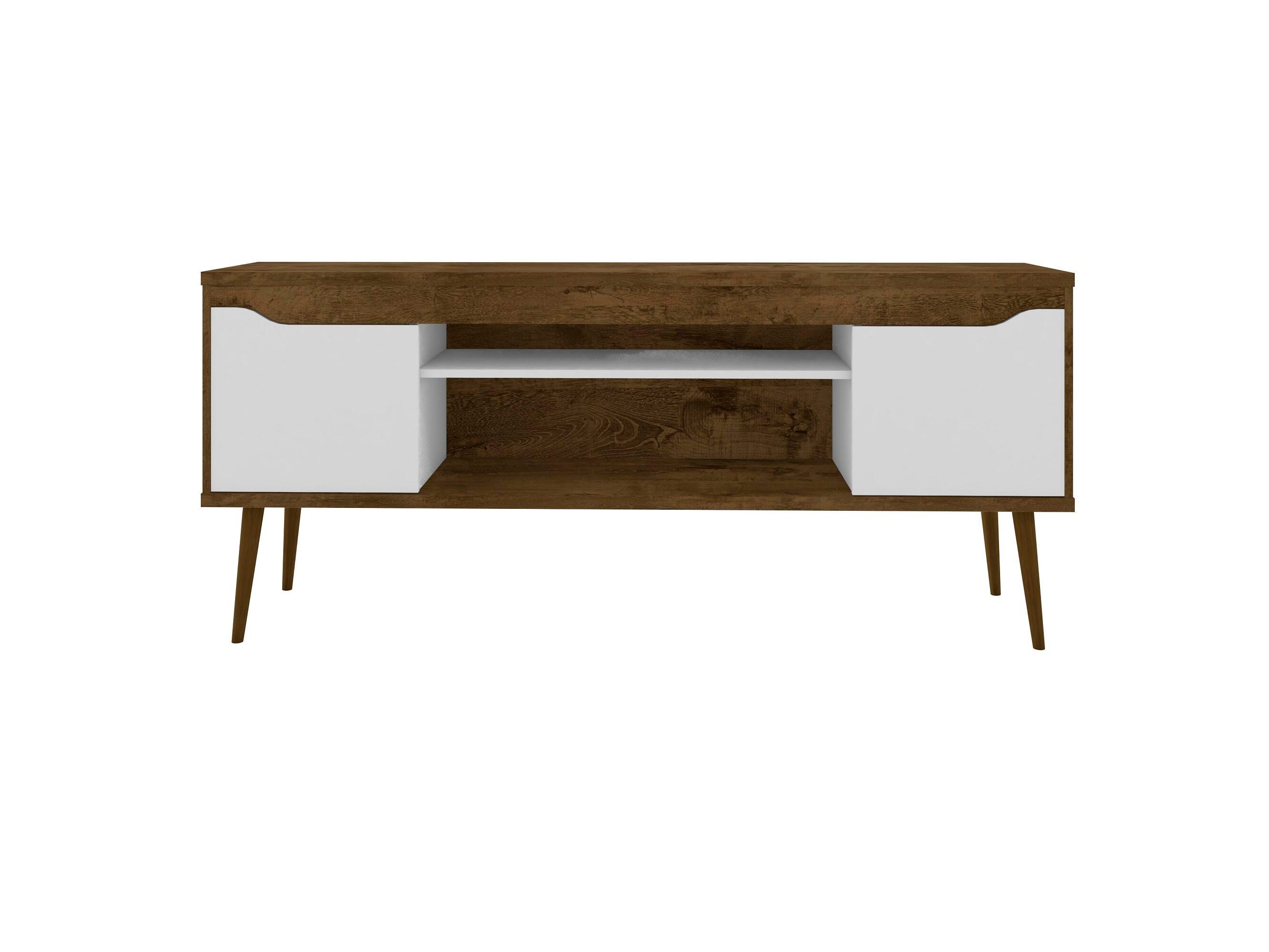 Manhattan Comfort Bradley 62.99 TV Stand in Rustic Brown and White, Rustic Brown/White, large