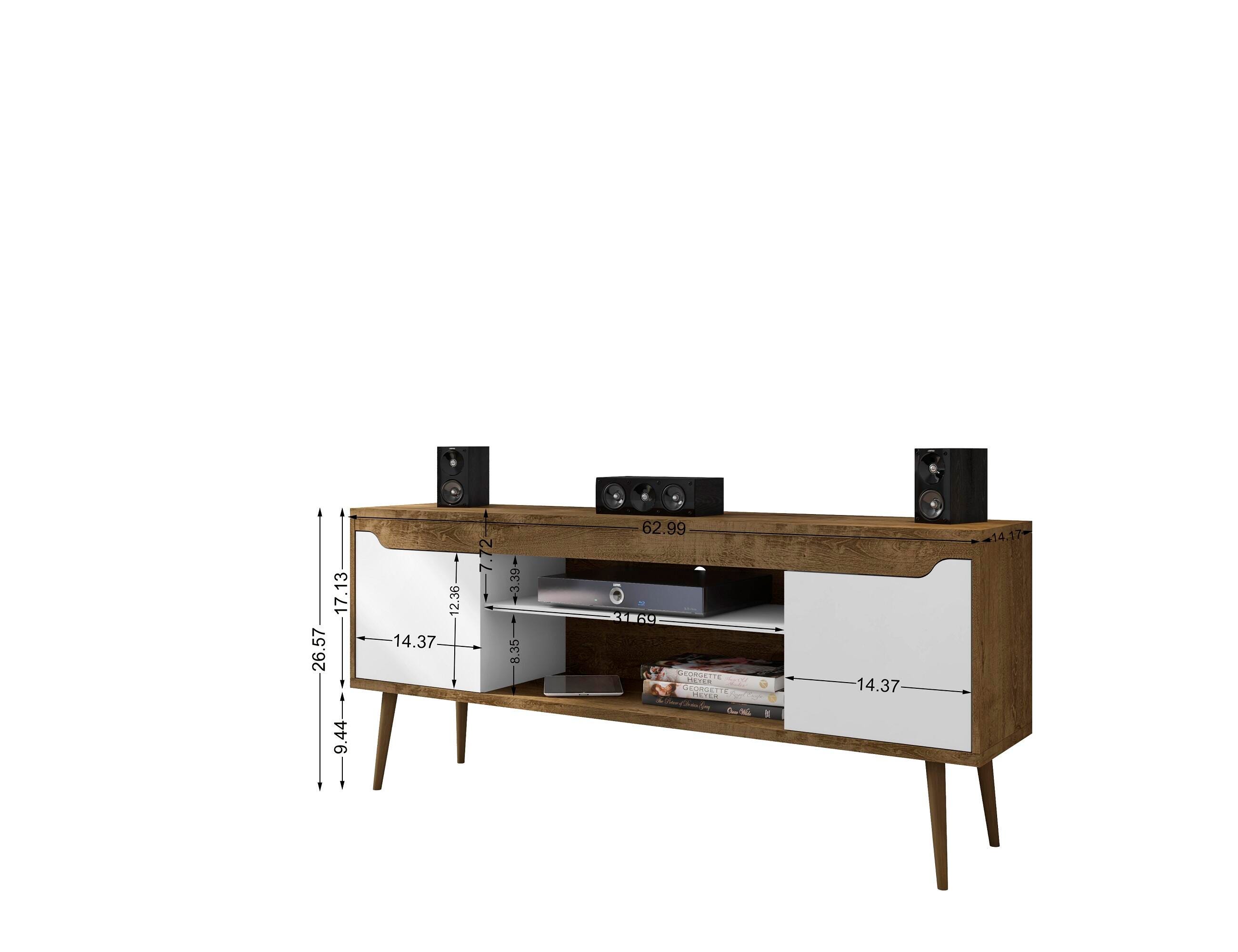 Manhattan Comfort Bradley 62.99 TV Stand in Rustic Brown and White, Rustic Brown/White, large