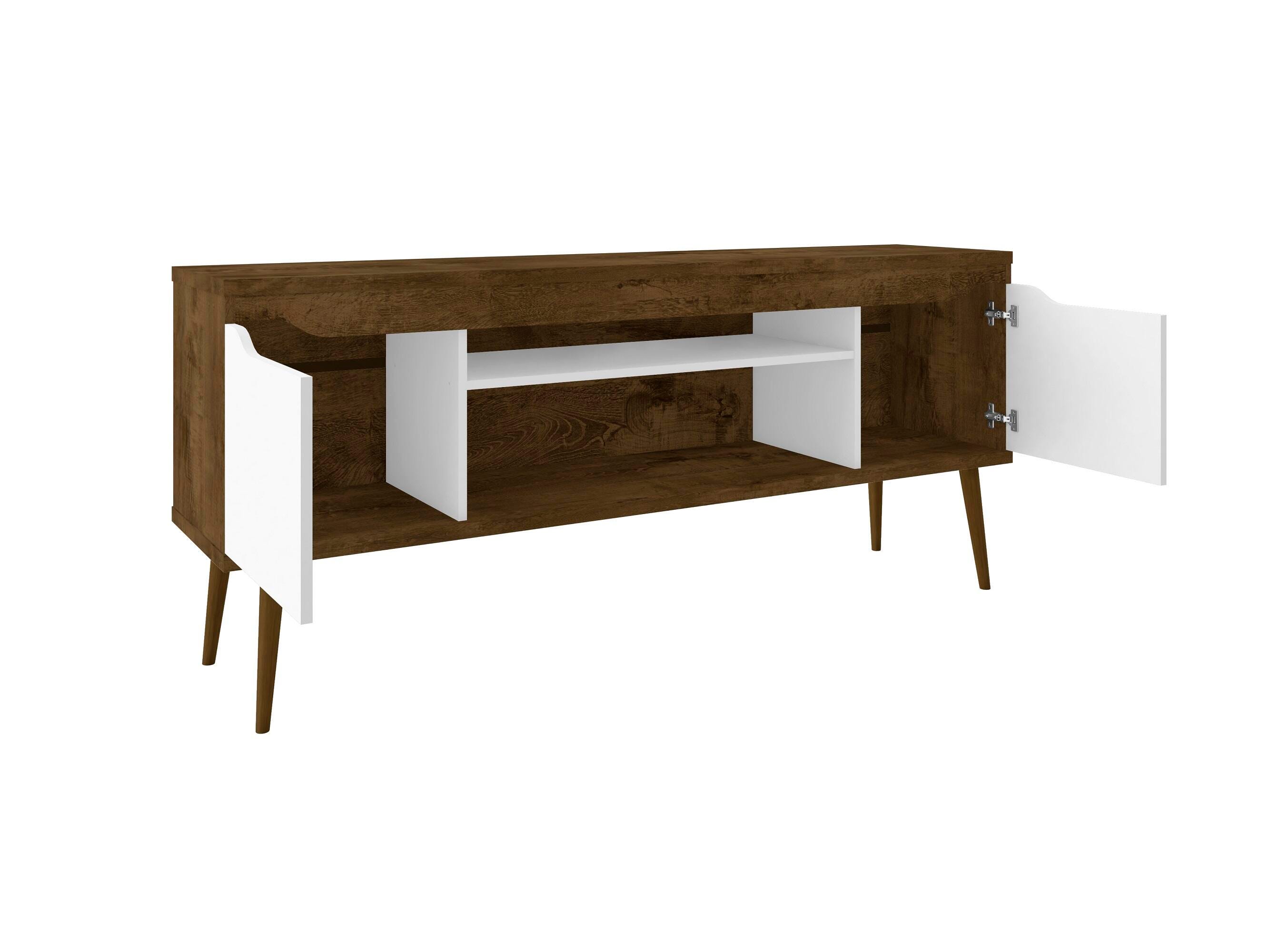 Manhattan Comfort Bradley 62.99 TV Stand in Rustic Brown and White, Rustic Brown/White, large