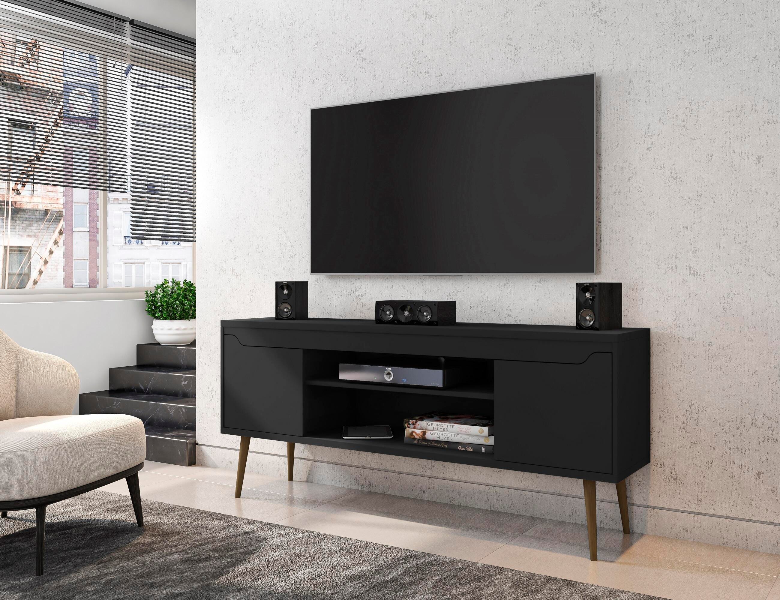 Manhattan Comfort Bradley 62.99 TV Stand in Black, Black, rollover