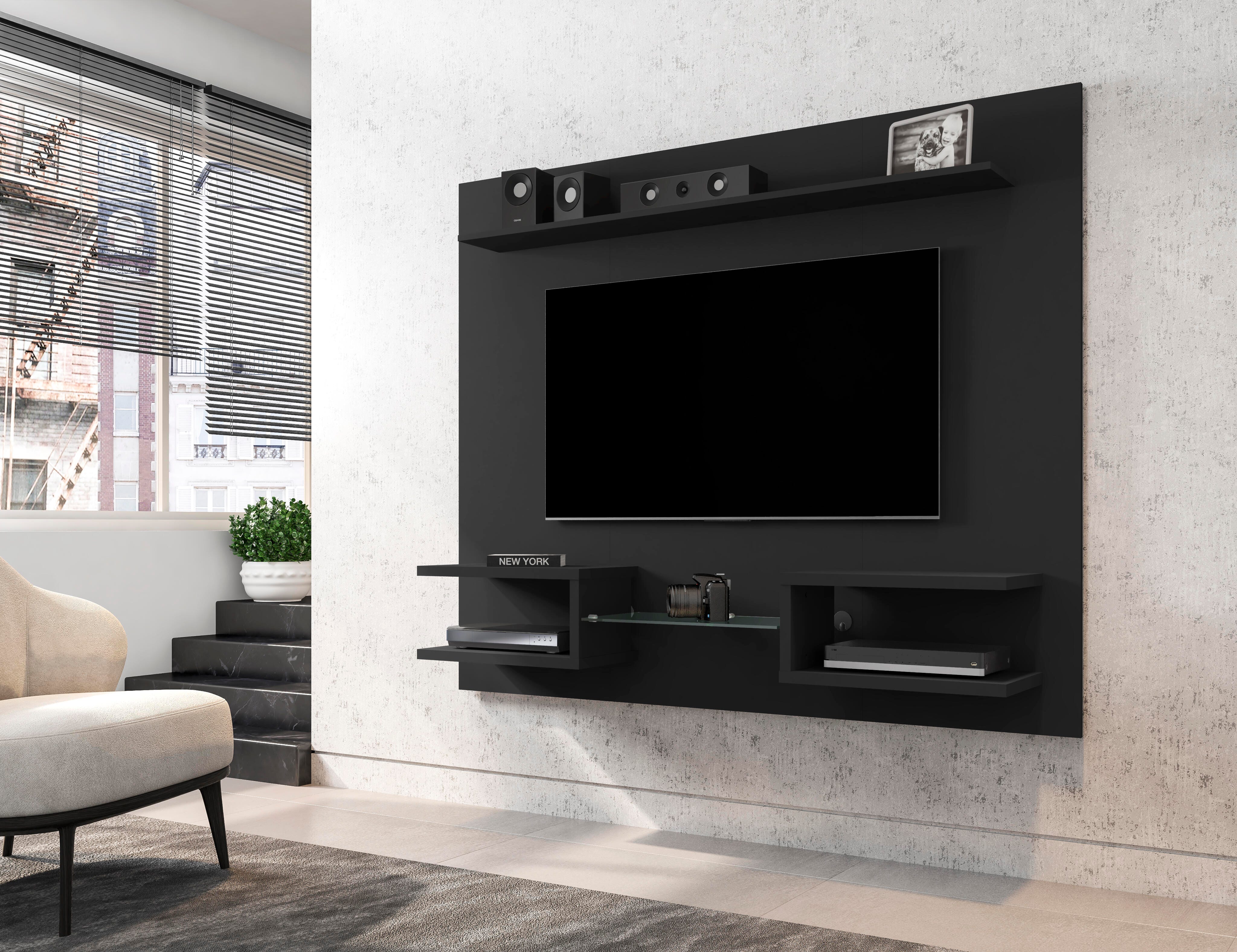 Manhattan Comfort Plaza Floating Entertainment Center, Black, rollover