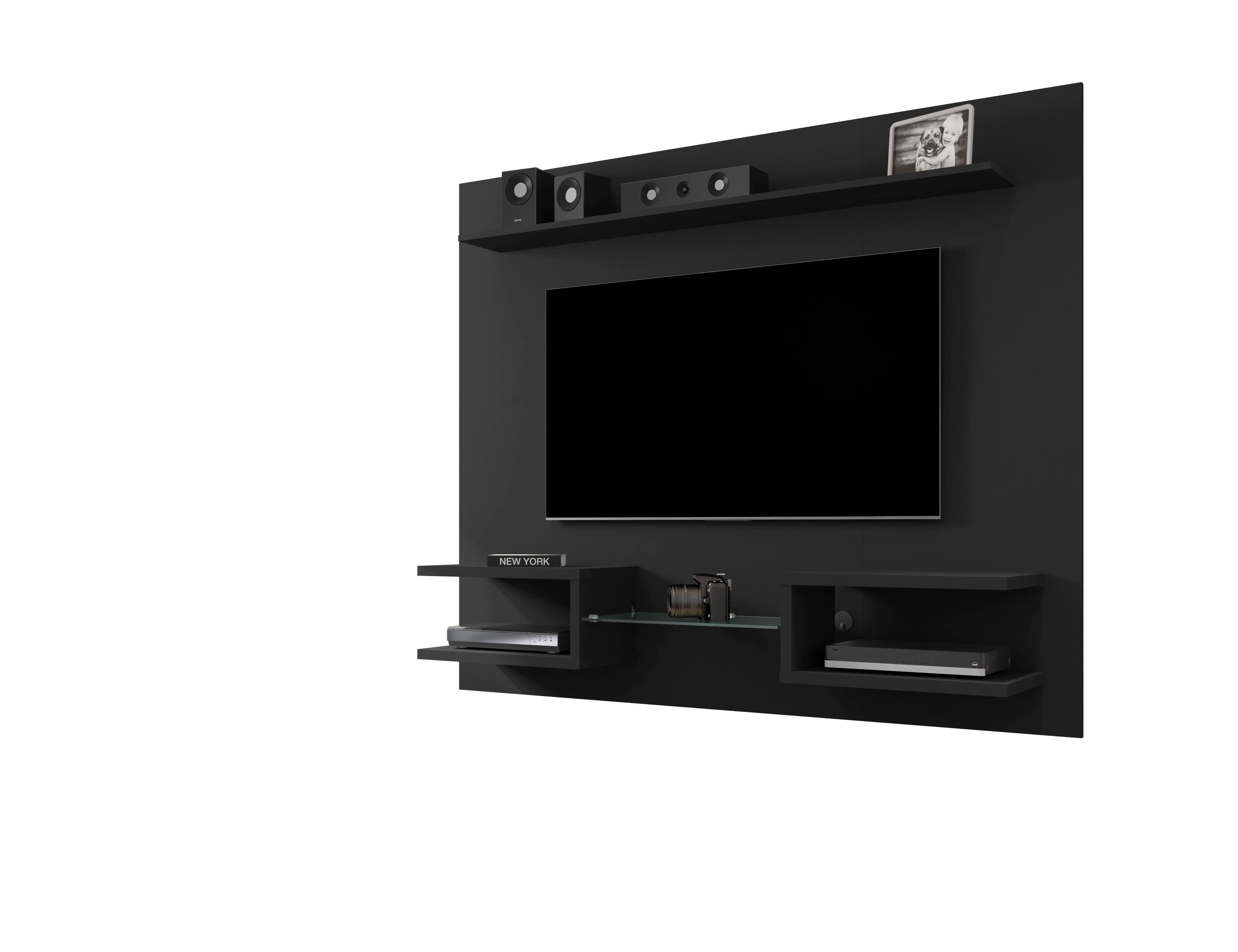 Manhattan Comfort Plaza Floating Entertainment Center, Black, large