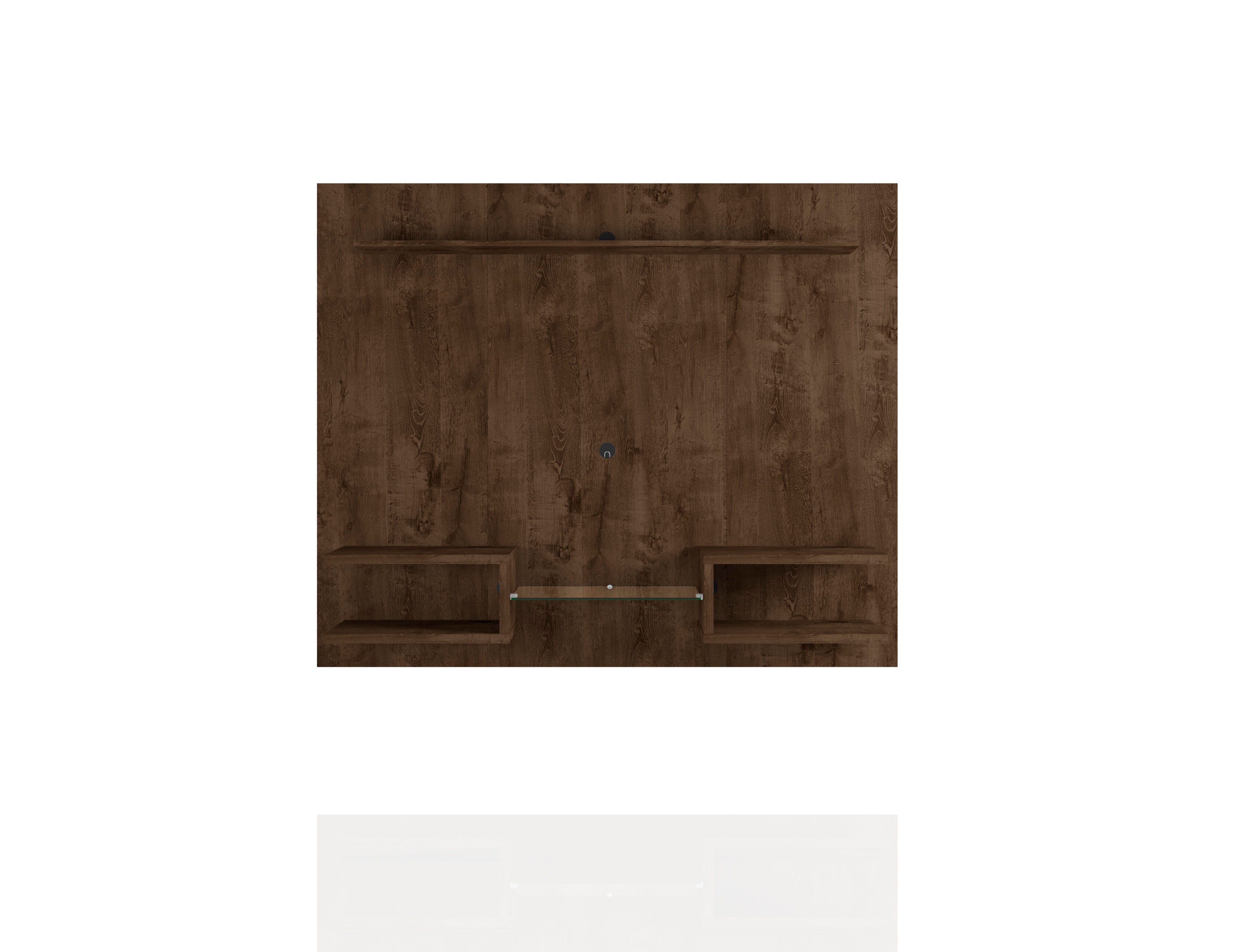 Manhattan Comfort Plaza 64.25 Floating Entertainment Center in Rustic Brown, Brown, large