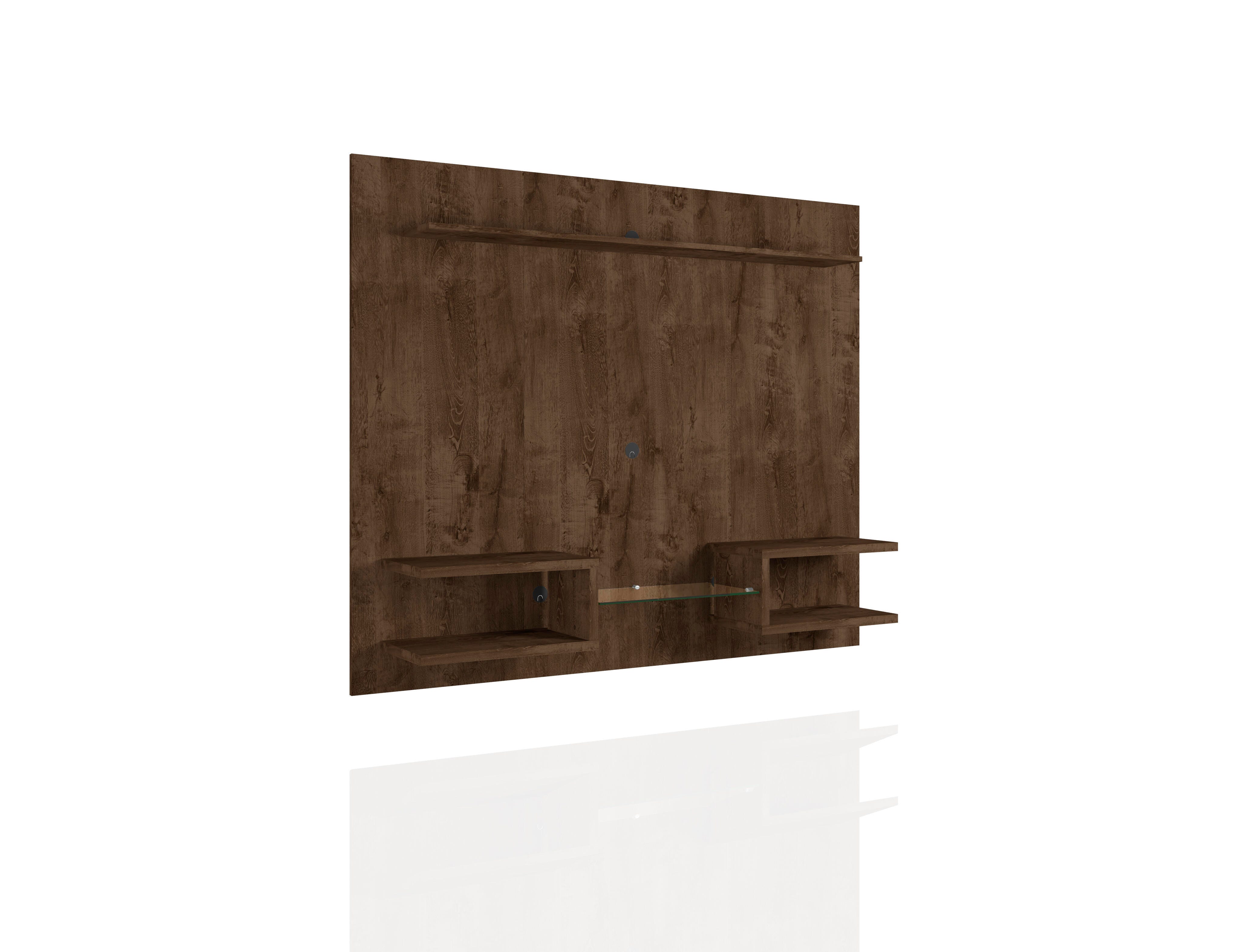Manhattan Comfort Plaza 64.25 Floating Entertainment Center in Rustic Brown, Brown, large