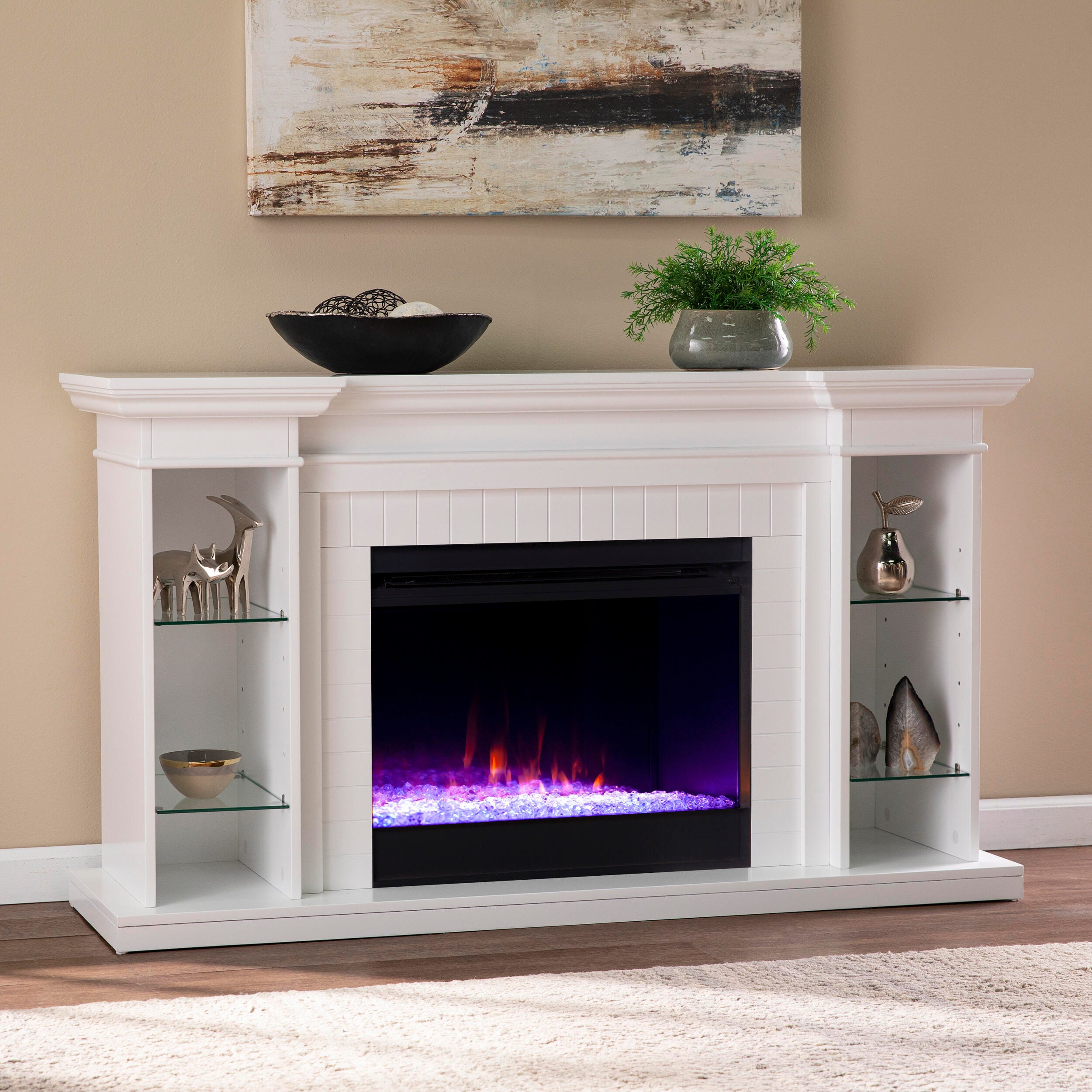 Southern Enterprises Katian Color Changing Fireplace with Bookcase, , rollover
