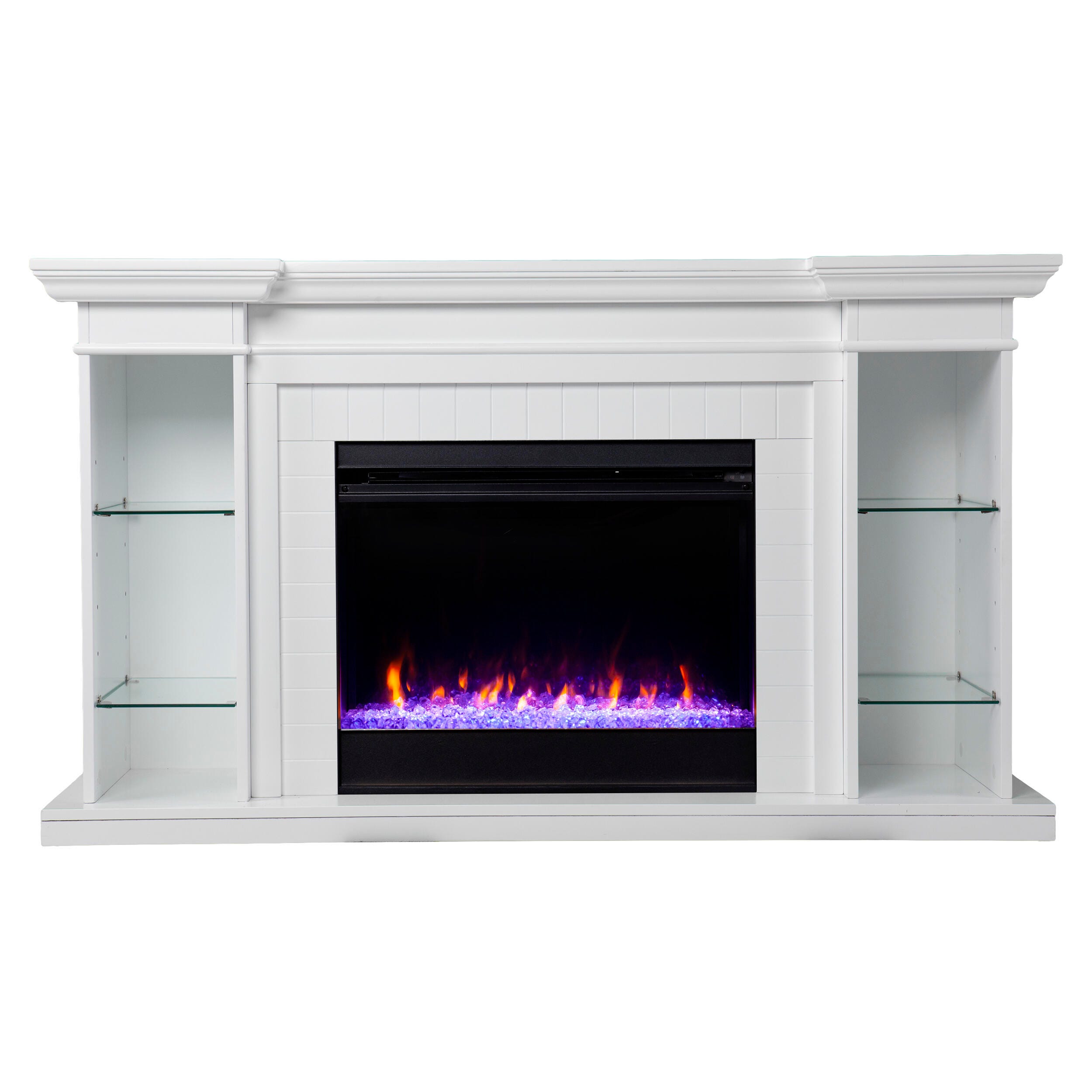 Southern Enterprises Katian Color Changing Fireplace with Bookcase, , large