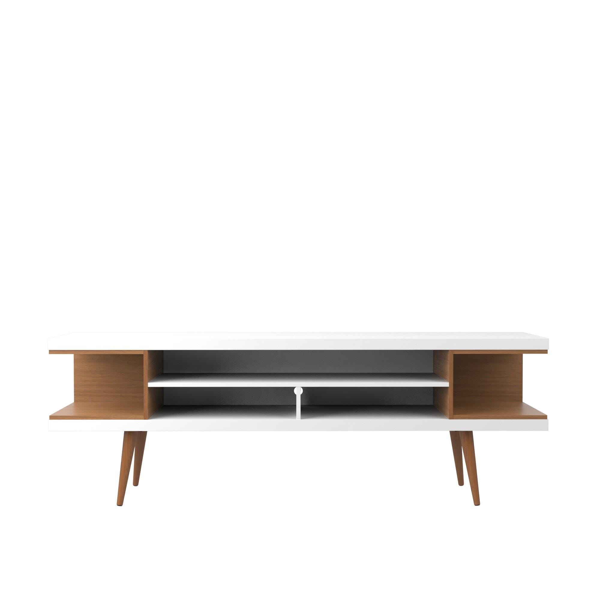 Manhattan Comfort Utopia 70.47 TV Stand in White Gloss and Maple Cream, White/Brown, large