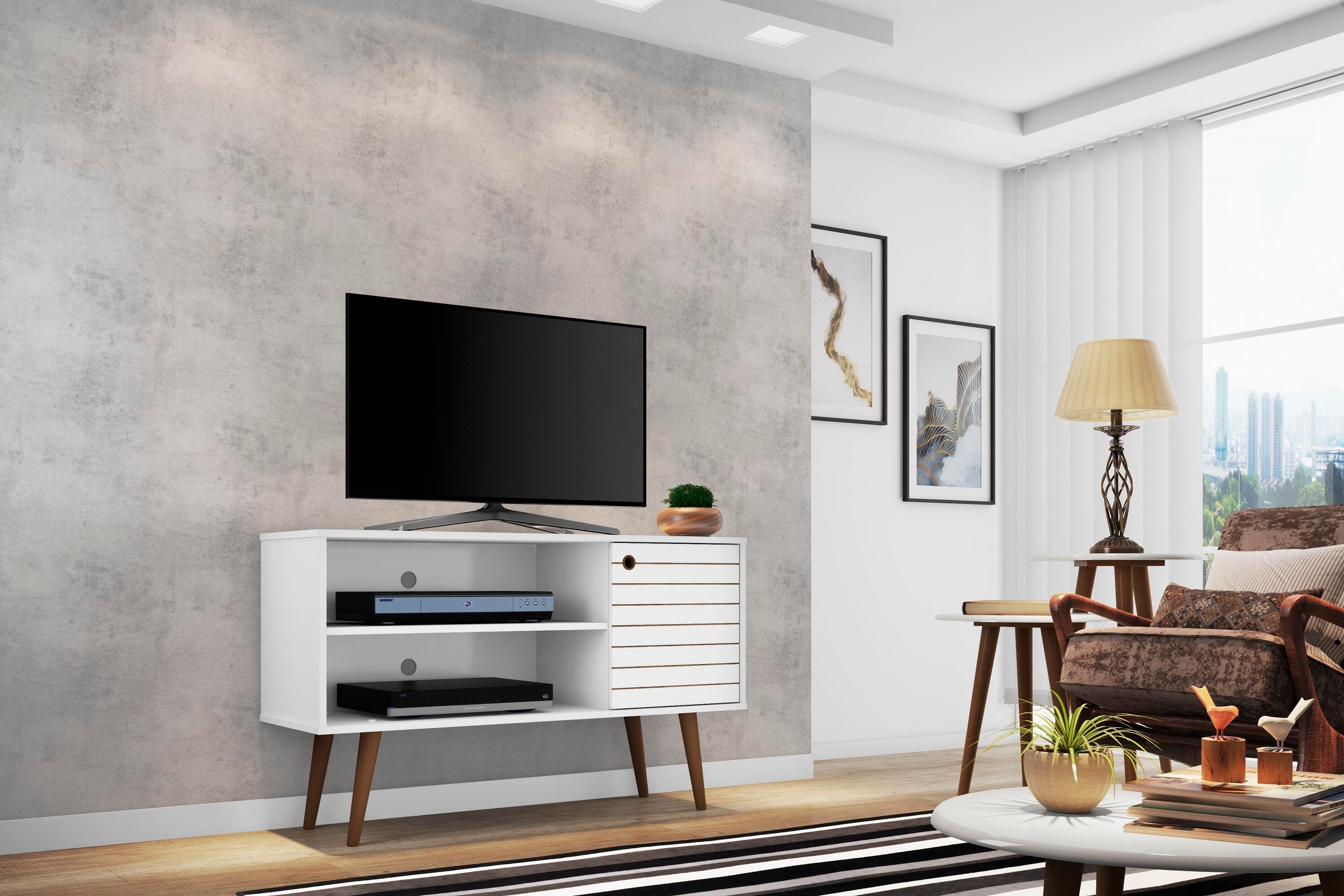 Manhattan Comfort Liberty TV Stand 42.52 in White, White, rollover