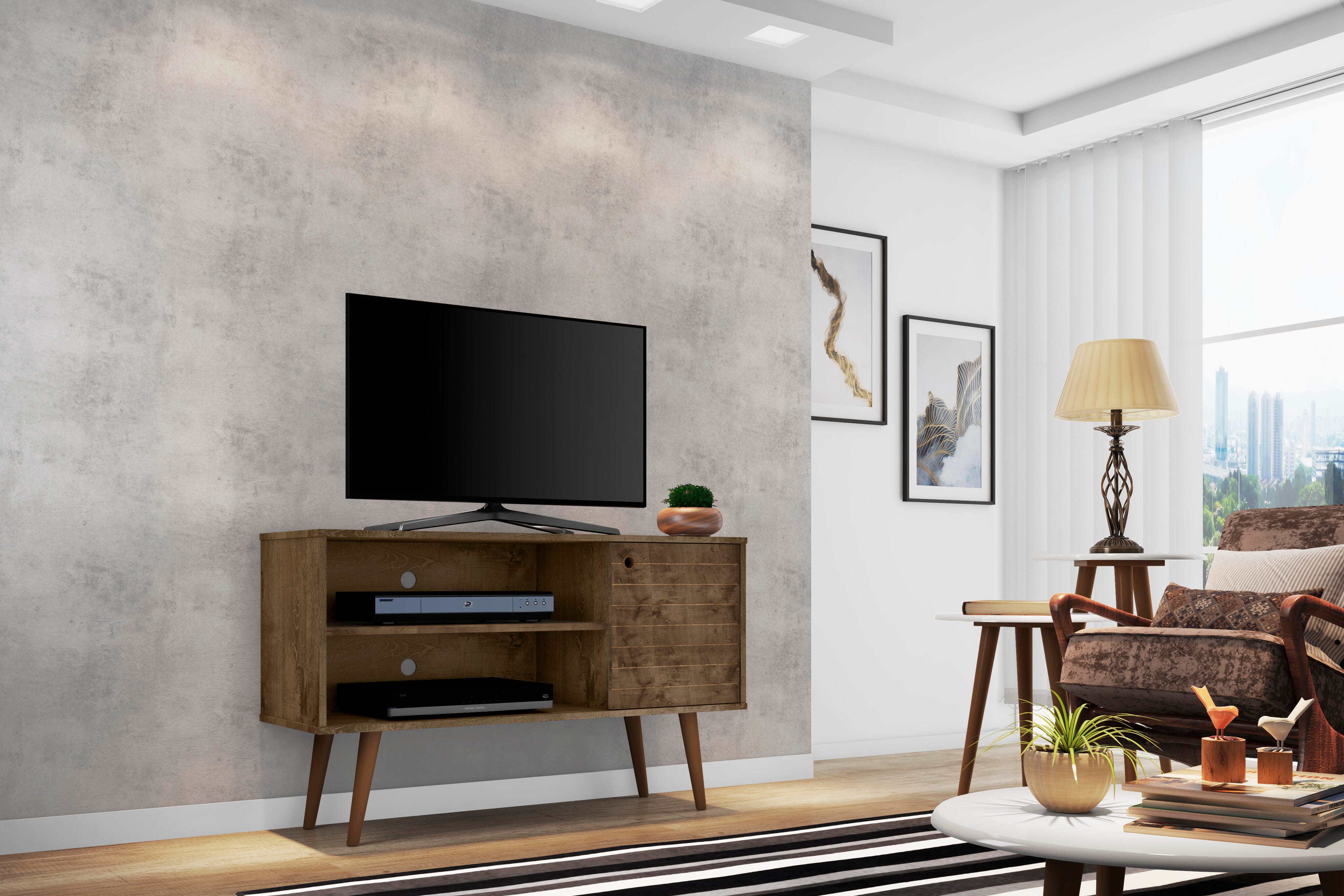 Manhattan Comfort Liberty TV Stand 42.52 in Rustic Brown, Rustic Brown, rollover