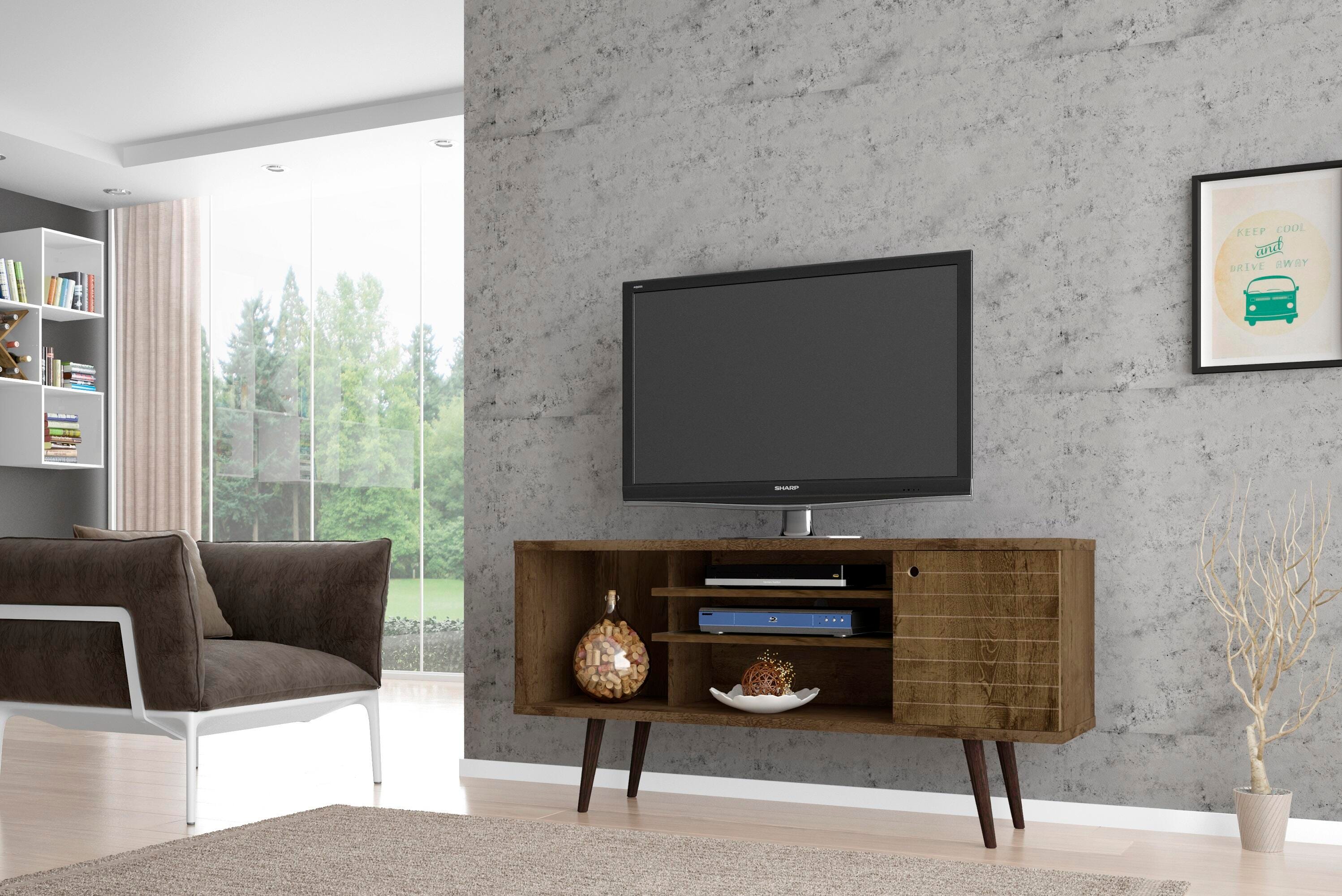 Manhattan Comfort Liberty 53.14" TV Stand in Rustic Brown, Rustic Brown, large