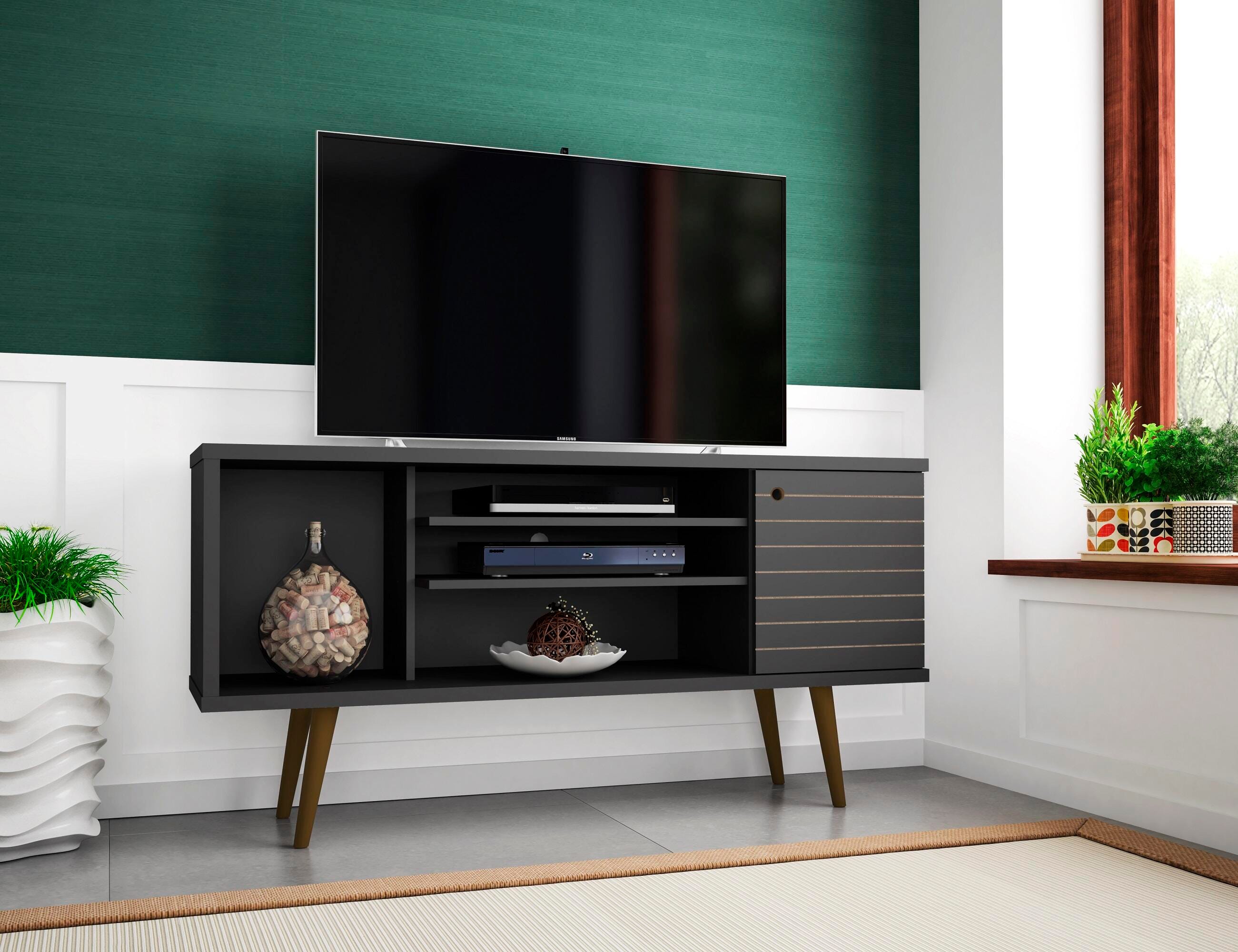 Manhattan Comfort Liberty TV Stand 53.14 in Black, Black, rollover