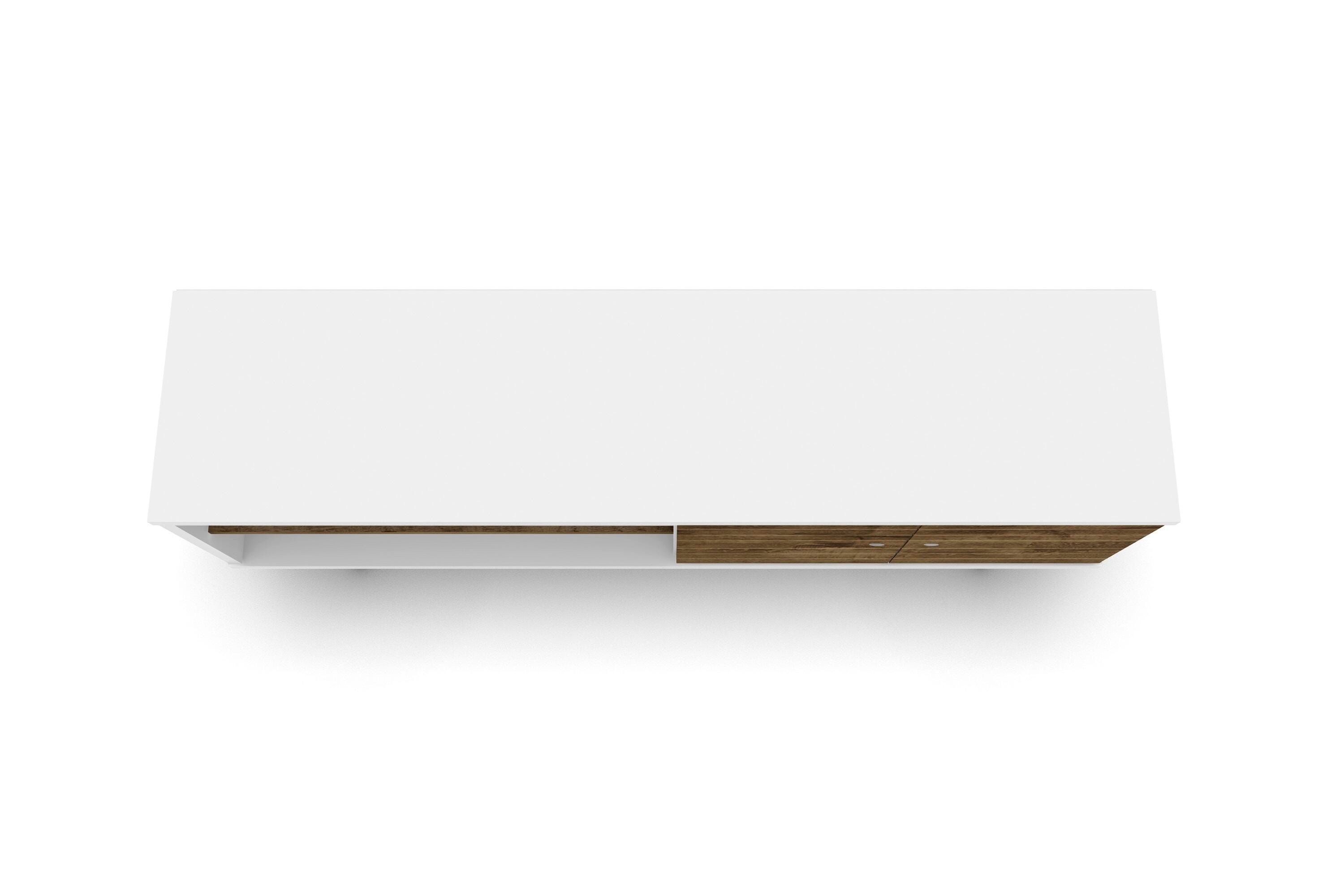 Manhattan Comfort Liberty 62.99" TV Stand in White and Rustic Brown, White/Rustic Brown, large