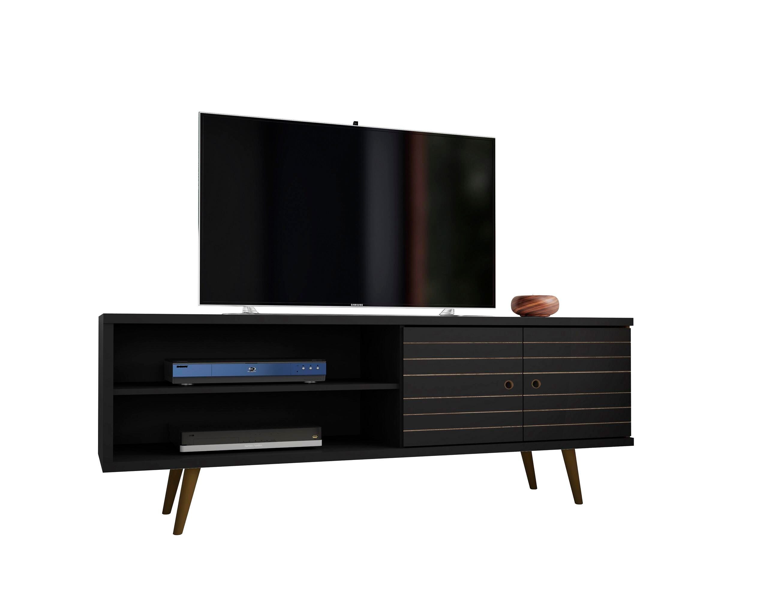 Manhattan Comfort Liberty 62.99" TV Stand in Black, Black, large