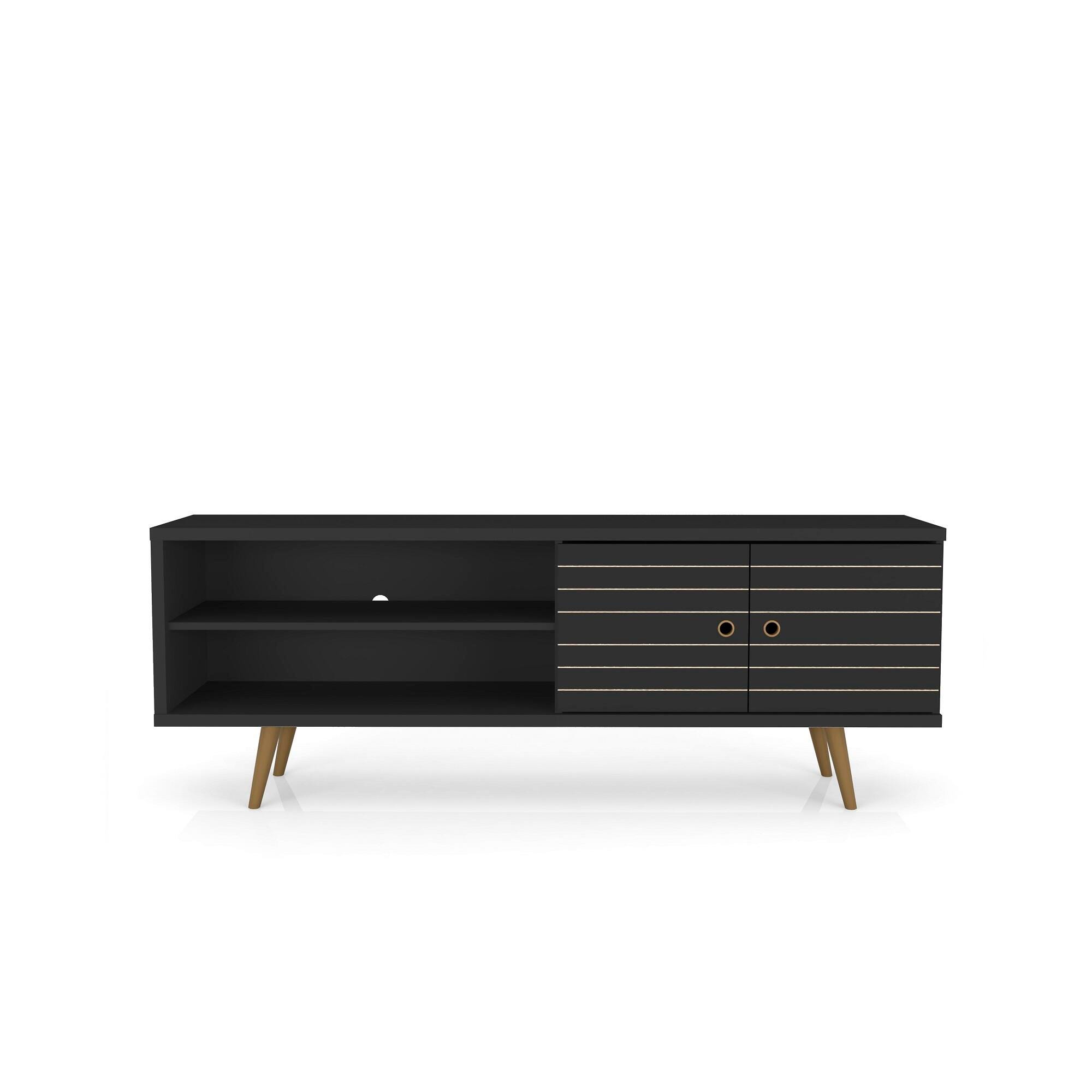 Manhattan Comfort Liberty 62.99" TV Stand in Black, Black, large