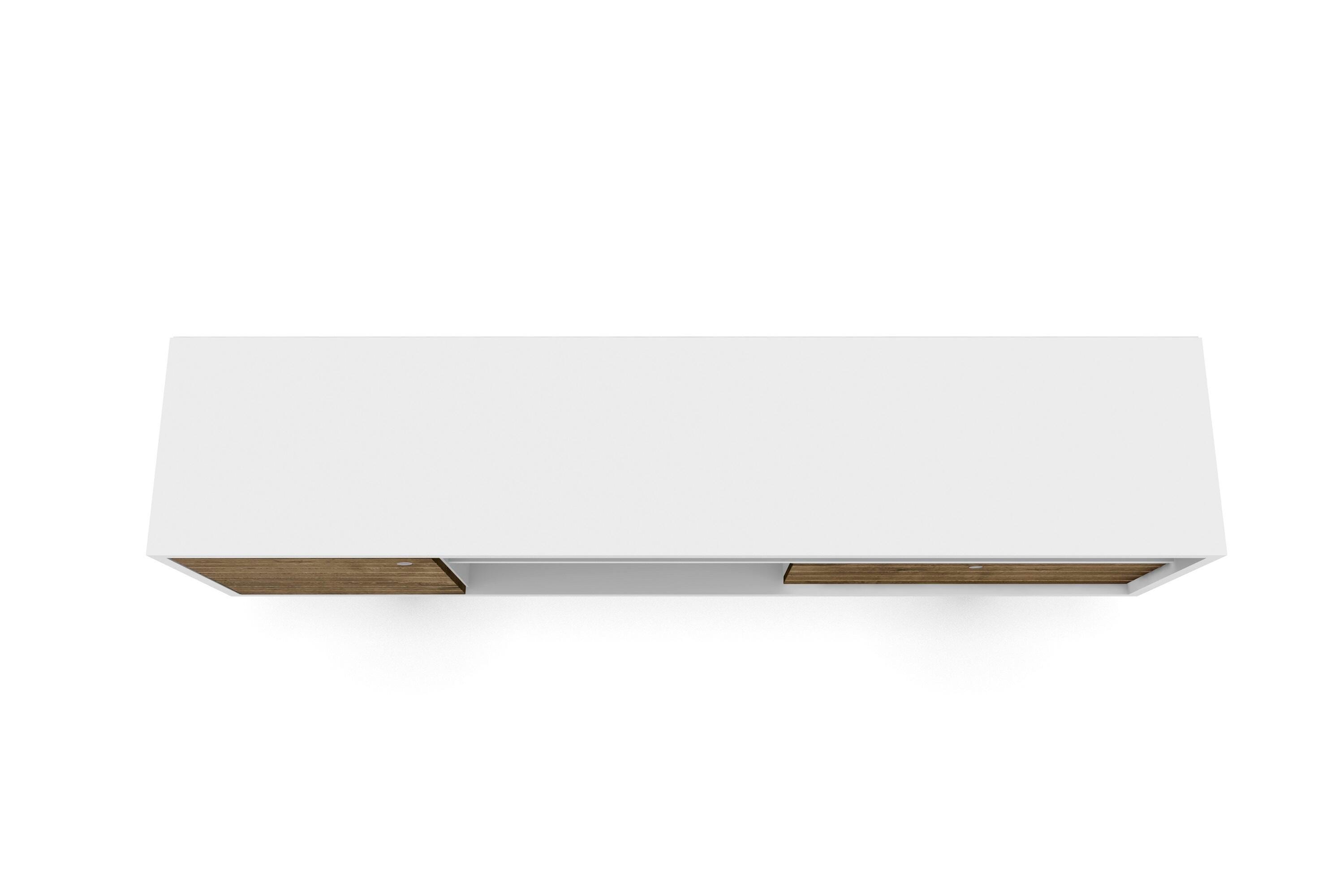 Manhattan Comfort Liberty 70.86" TV Stand in White and Rustic Brown, White/Rustic Brown, large
