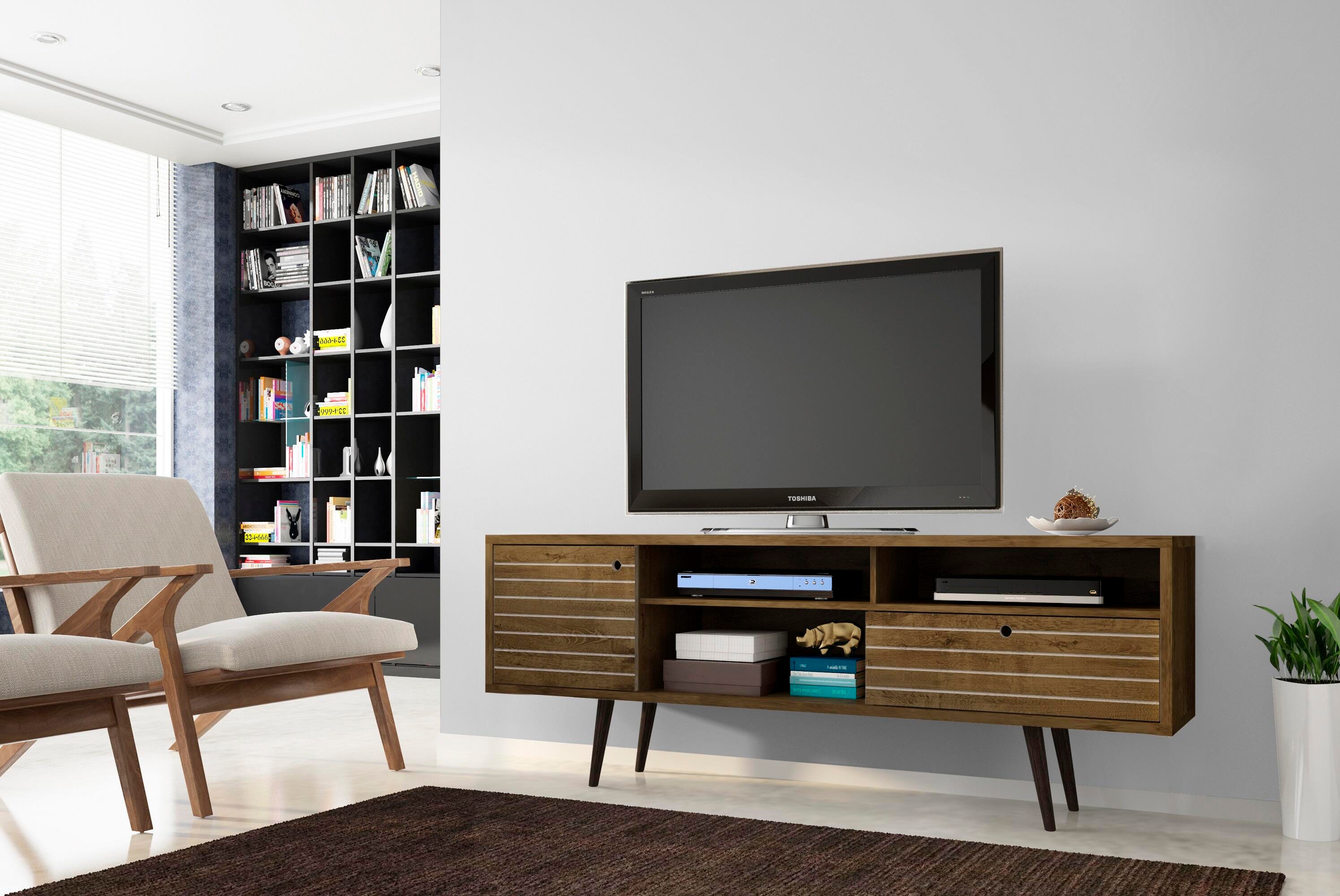 Manhattan Comfort Liberty 70.86" TV Stand in Rustic Brown, Rustic Brown, rollover