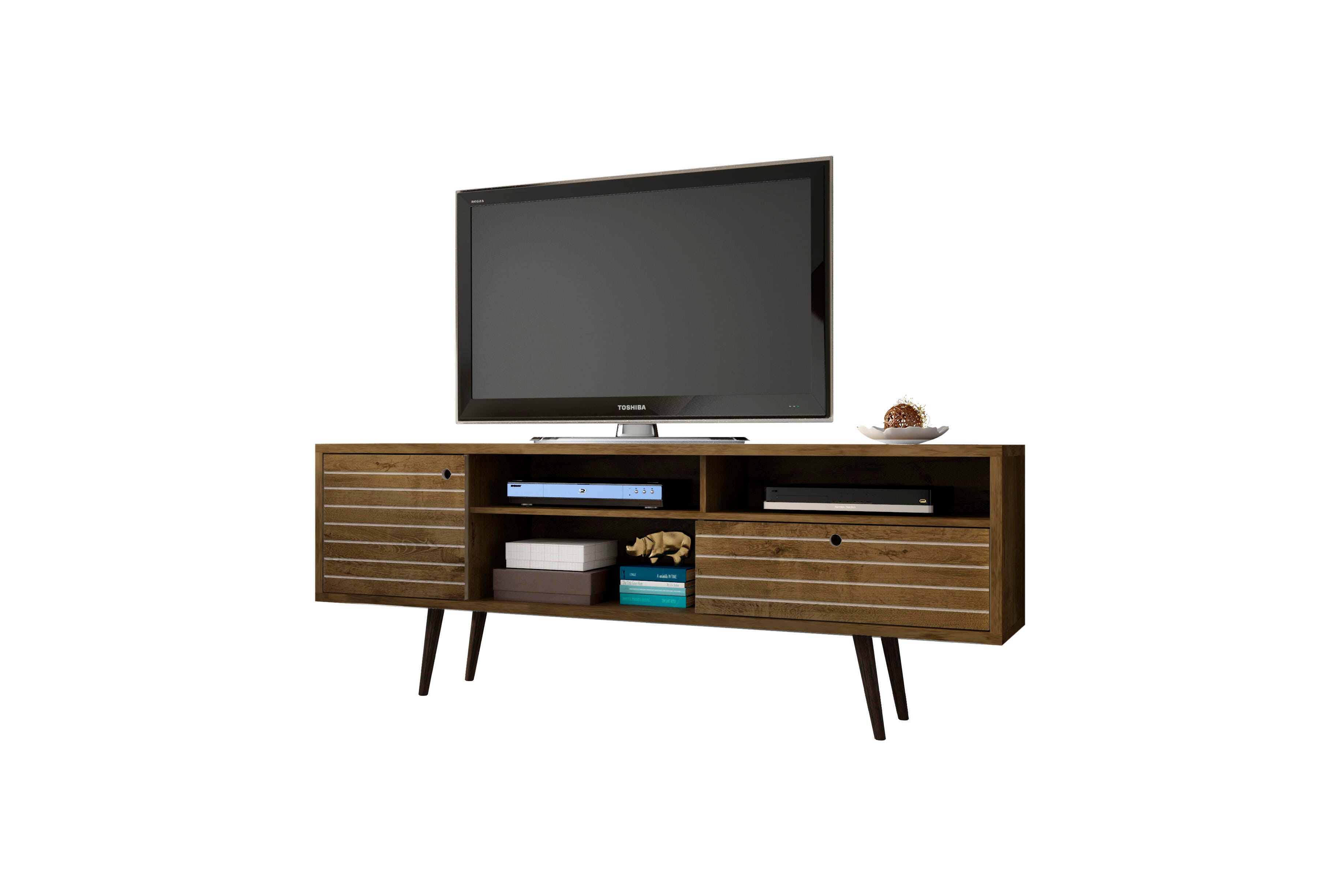 Manhattan Comfort Liberty 70.86" TV Stand in Rustic Brown, Rustic Brown, large