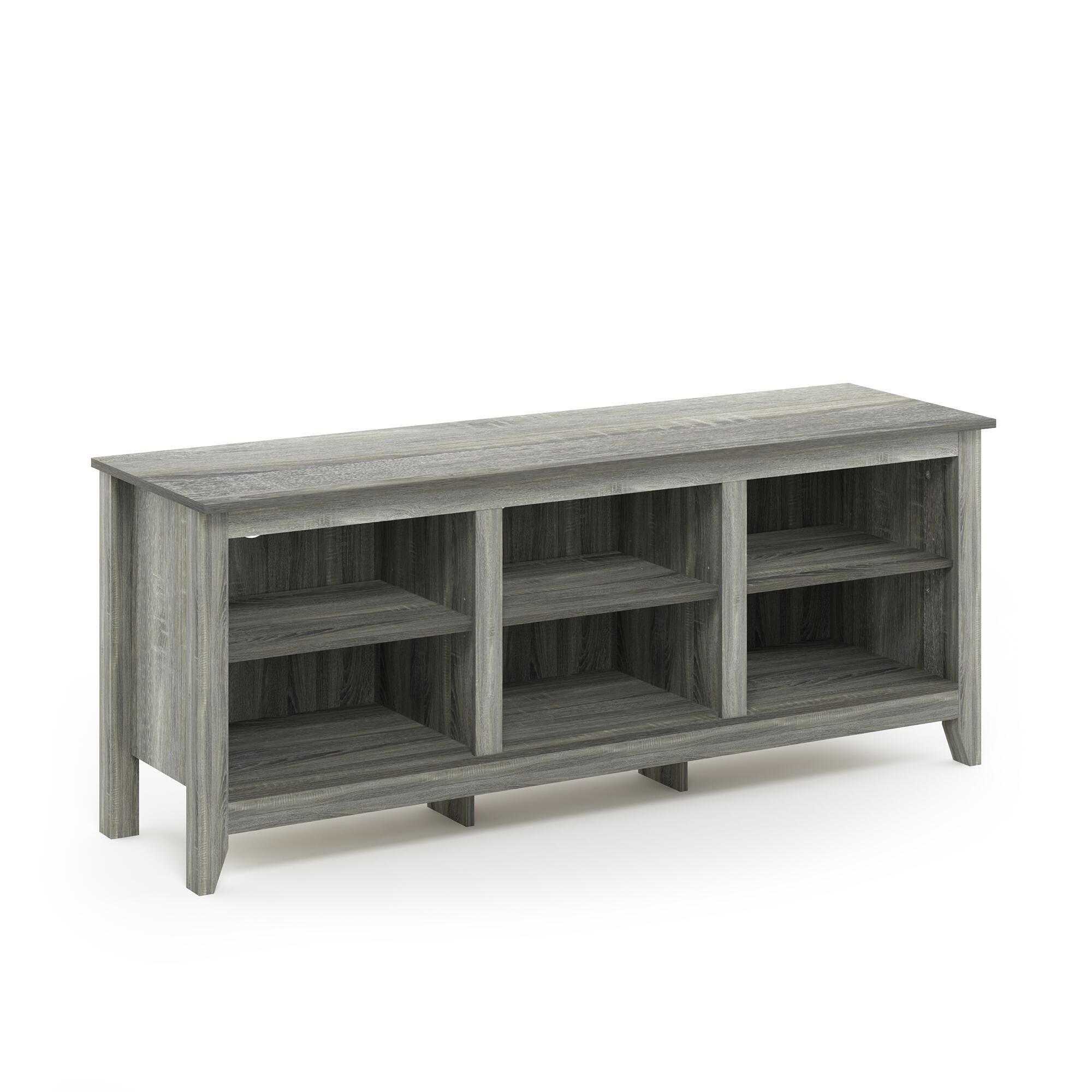 Jensen TV Stand with Shelves, French Oak Gray, large