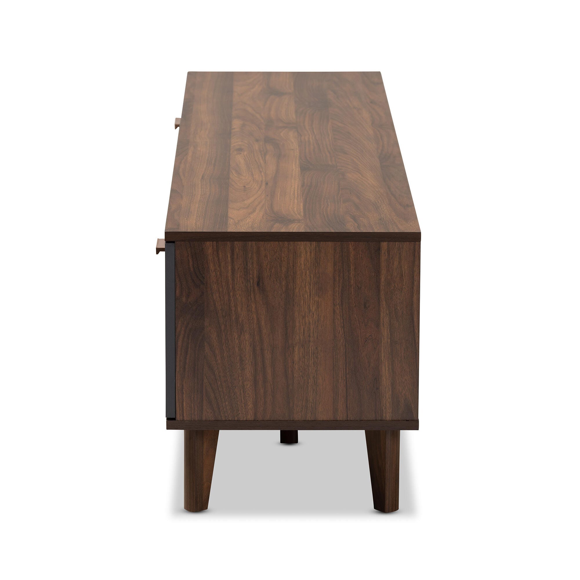 Moina Two-Tone Walnut Brown and Gray Finished Wood TV Stand, , large