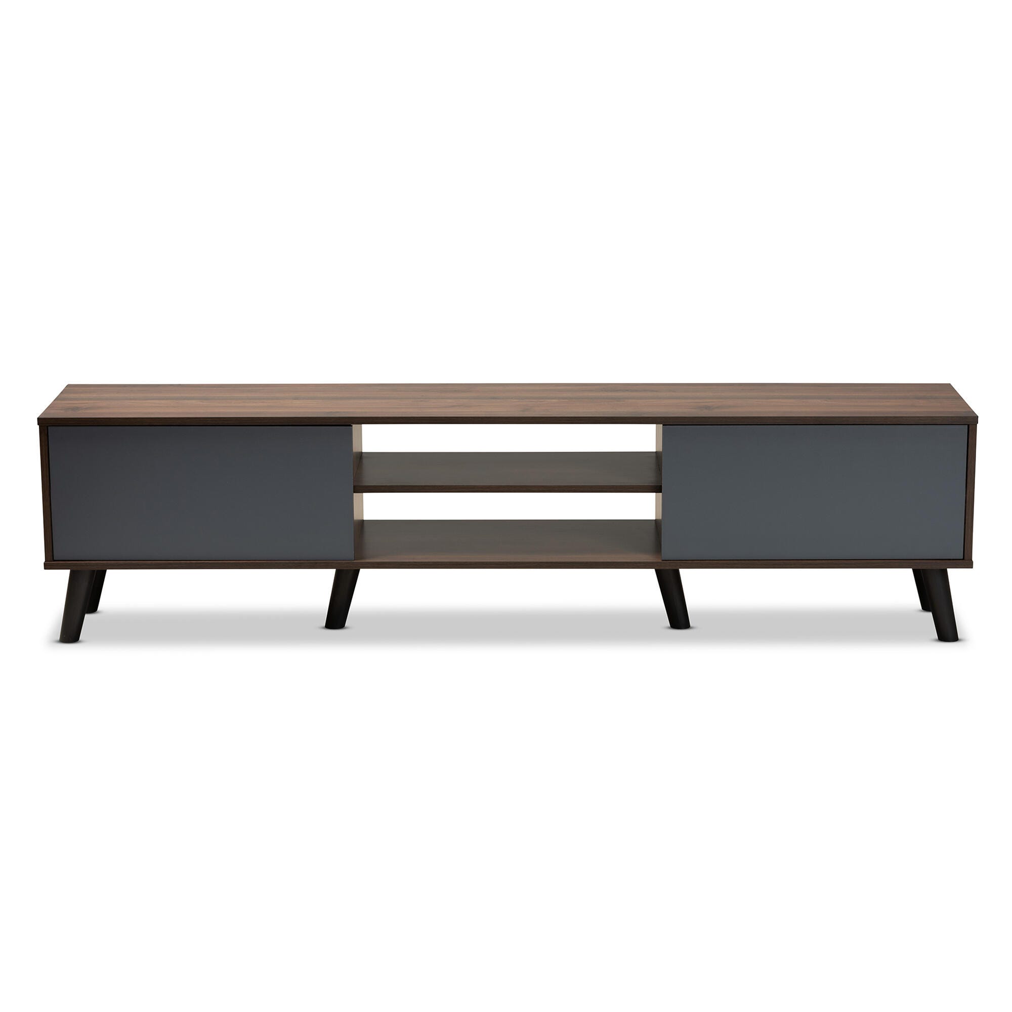 Clapton Multi-Tone Gray and Walnut Brown Finished Wood TV Stand, , large