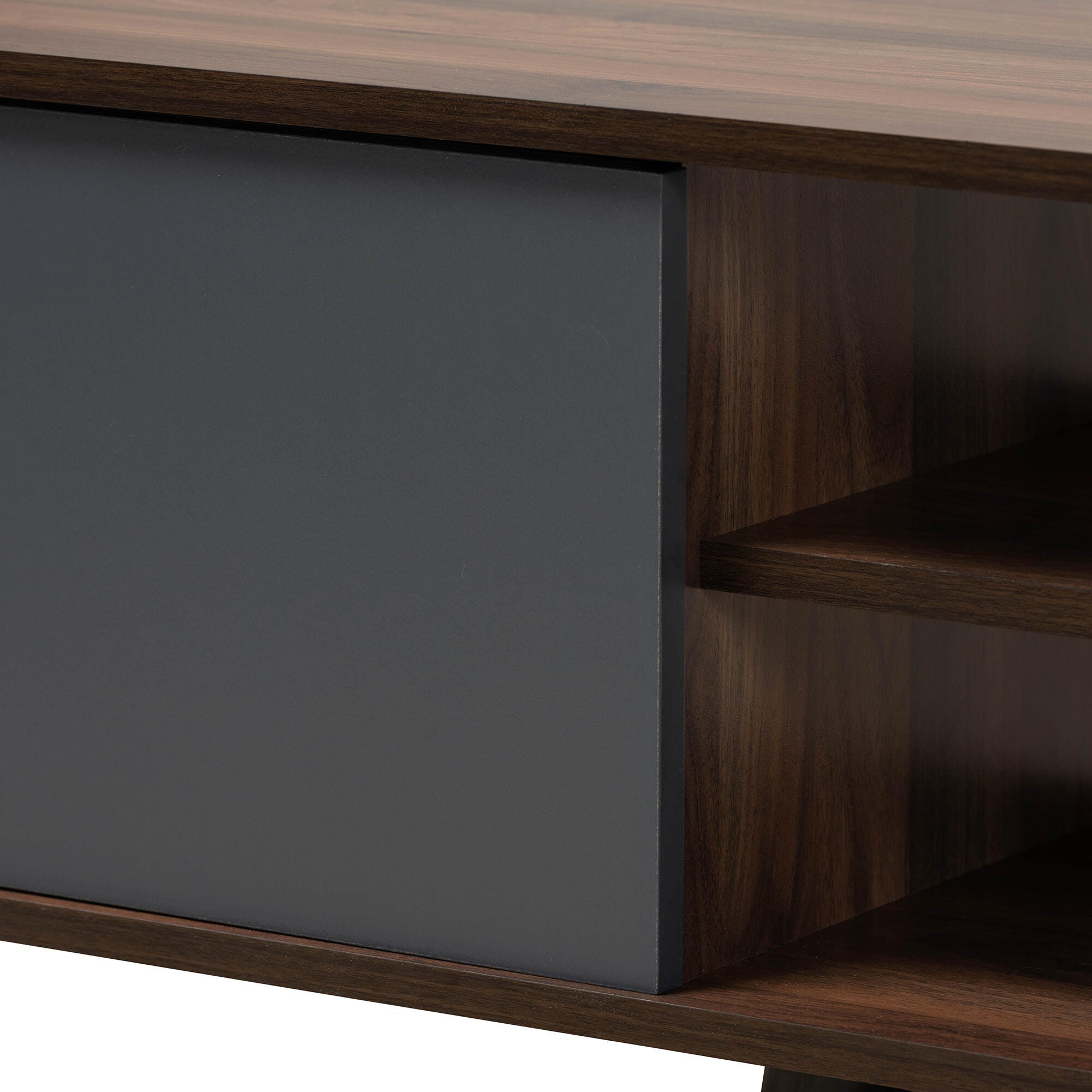 Clapton Multi-Tone Gray and Walnut Brown Finished Wood TV Stand, , large