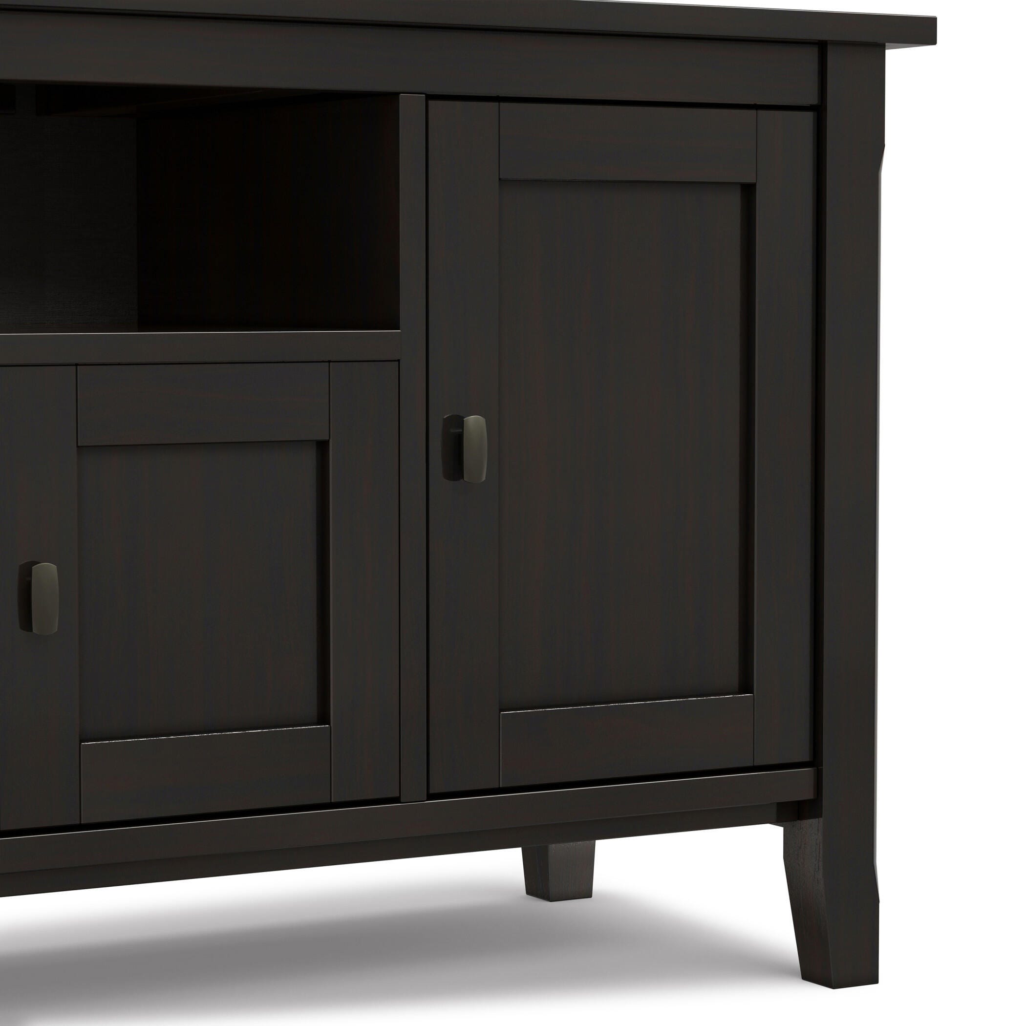 Simpli Home Warm Shaker Solid Wood 72" Wide Rustic TV Media Stand, Hickory Brown, large