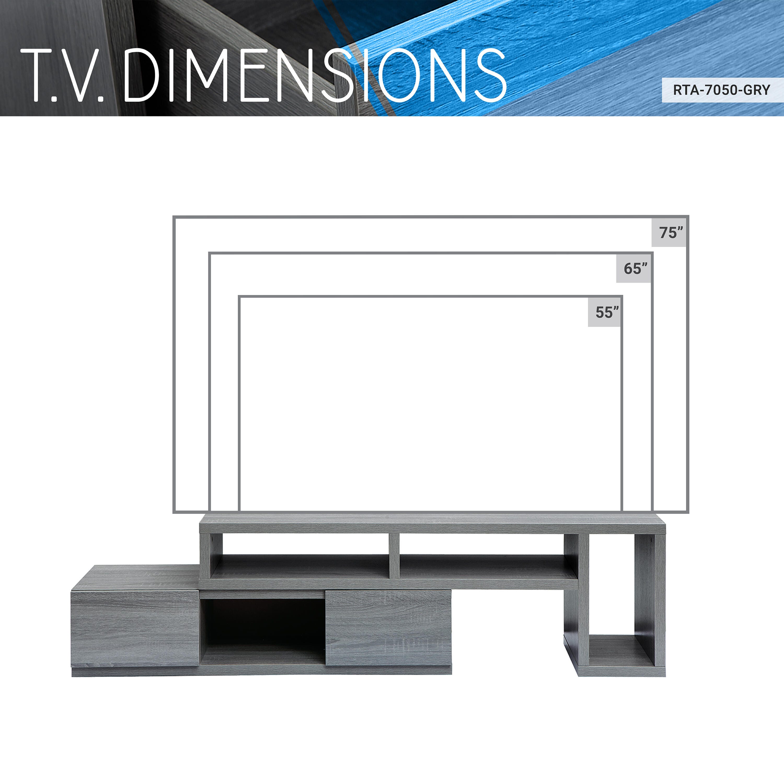 Techni Mobili Extendable 53''-83'' TV Stand, , large