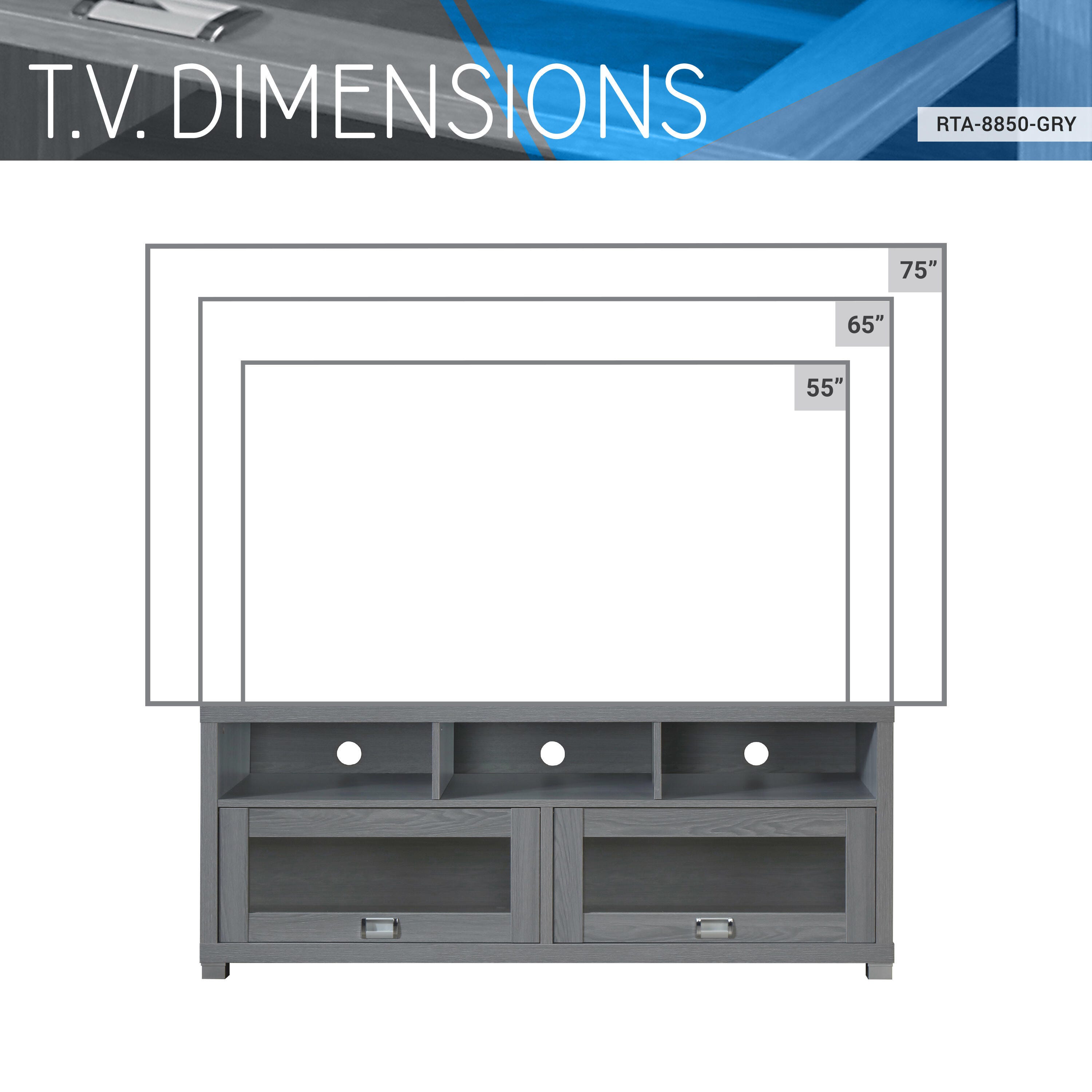 Techni Mobili Durbin 57" TV Stand, , large