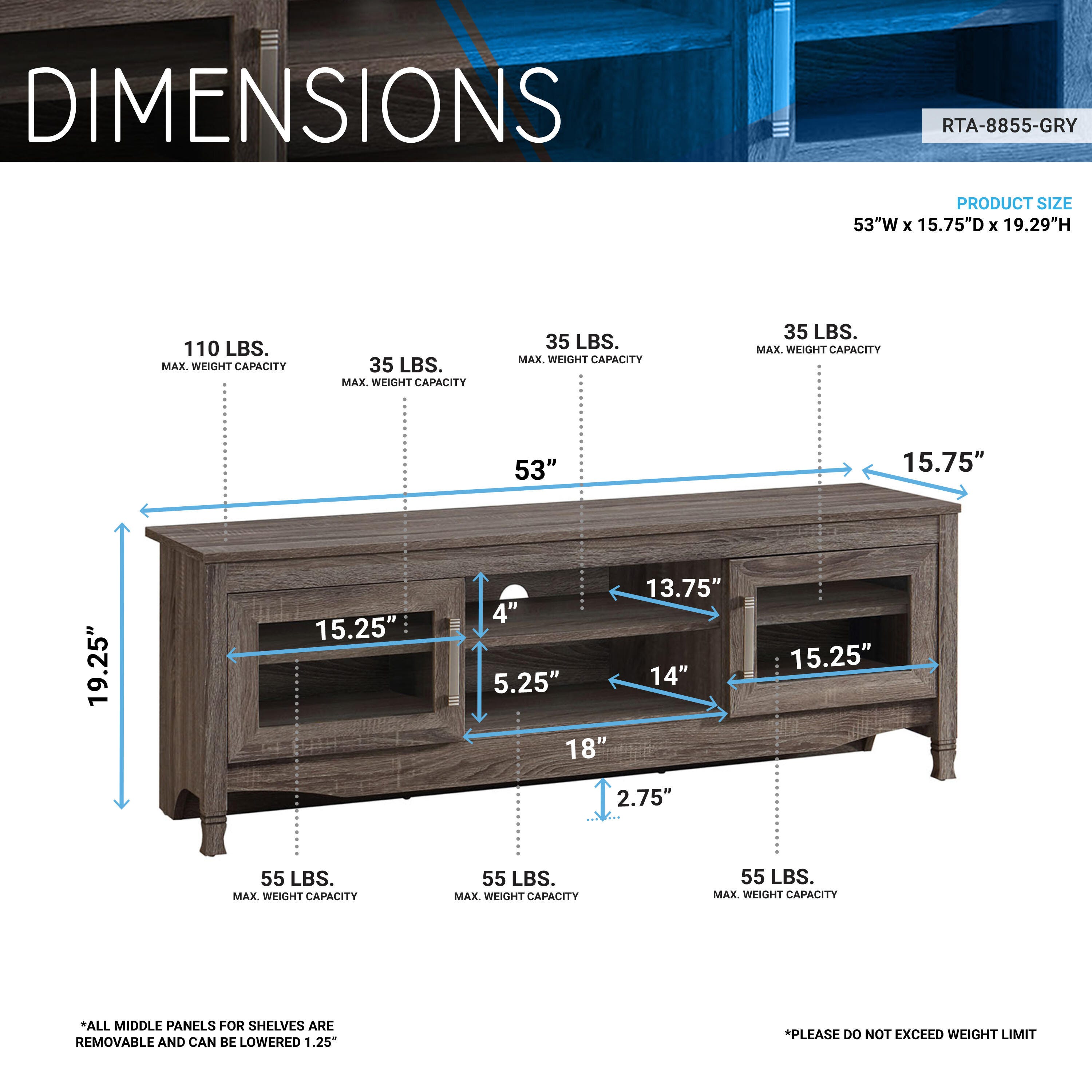 Techni Mobili 53" TV Stand, , large