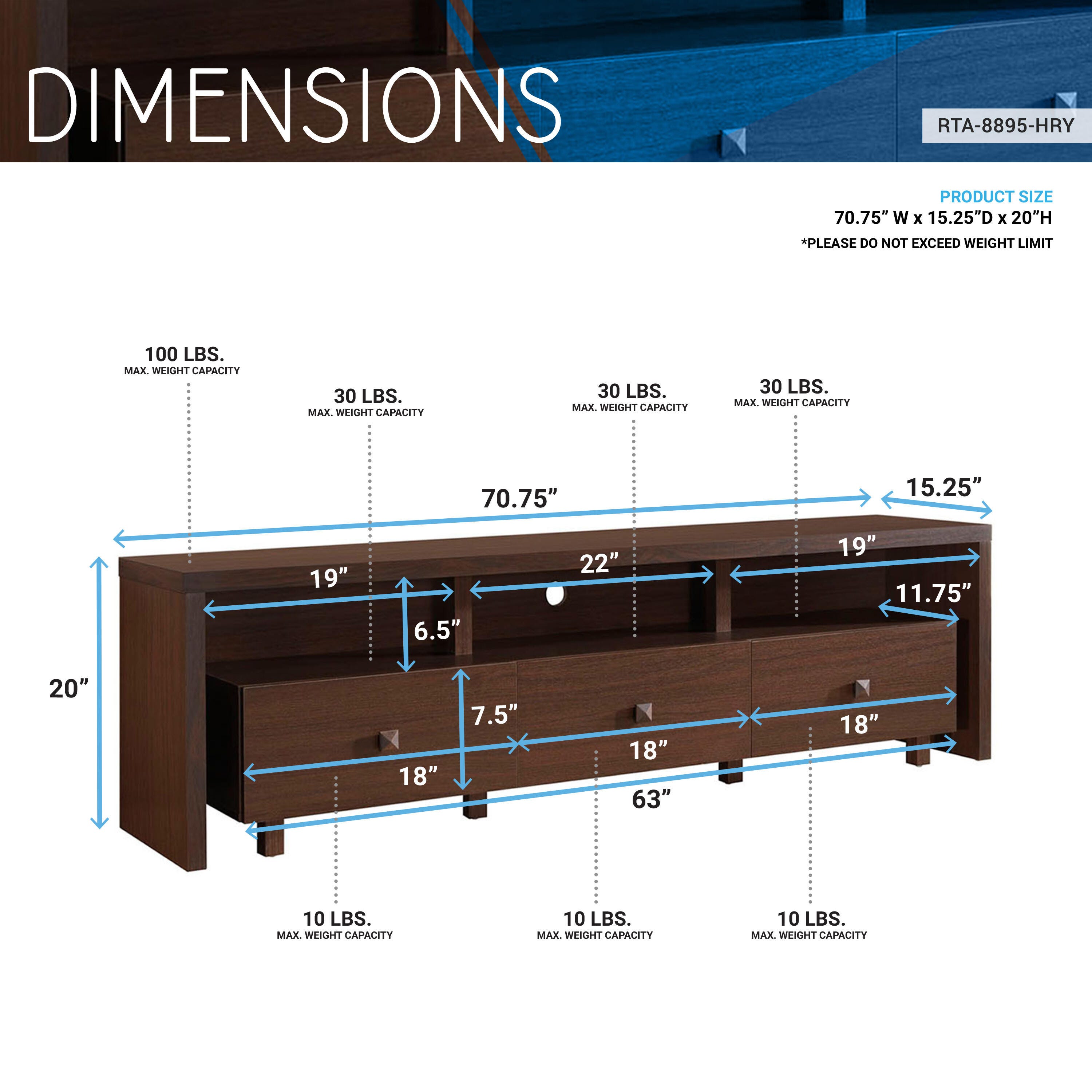 Techni Mobili 71" TV Stand with Storage, , large