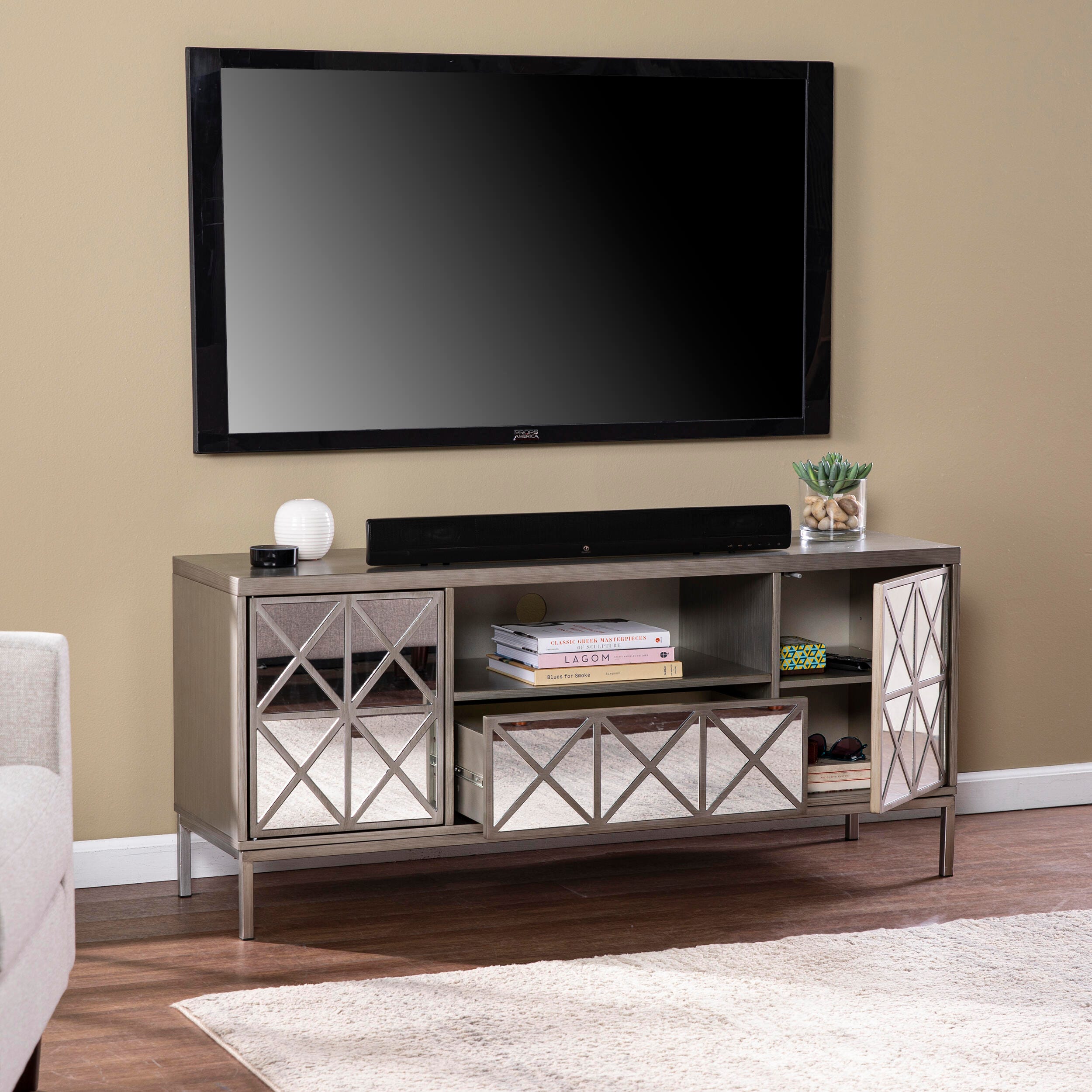 Southern Enterprises Bariella Storage Media Stand, , large