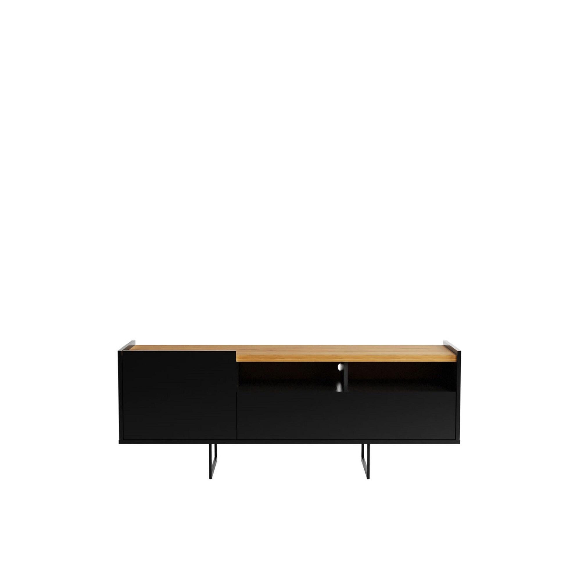 Manhattan Comfort Winston 53.14" TV Stand with 4 Shelves, Black/Cinnamon, large