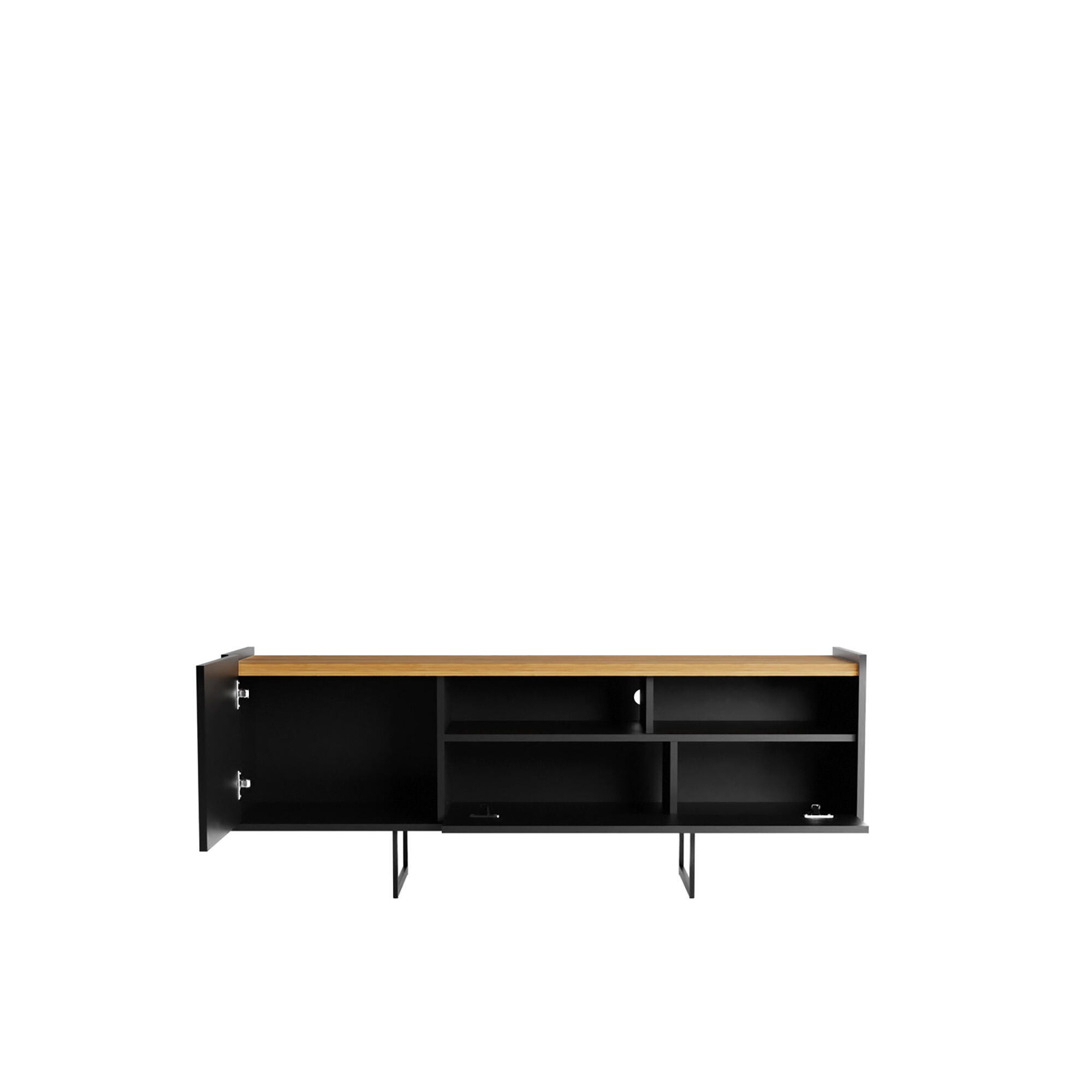 Manhattan Comfort Winston 53.14" TV Stand with 4 Shelves, Black/Cinnamon, large