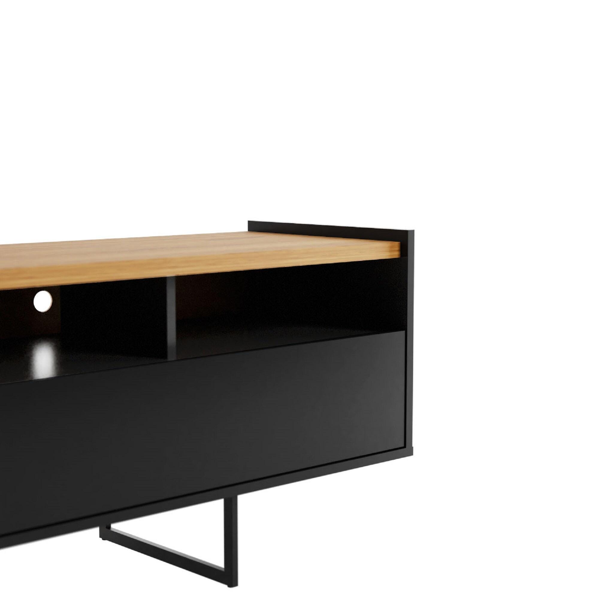 Manhattan Comfort Winston 53.14" TV Stand with 4 Shelves, Black/Cinnamon, large