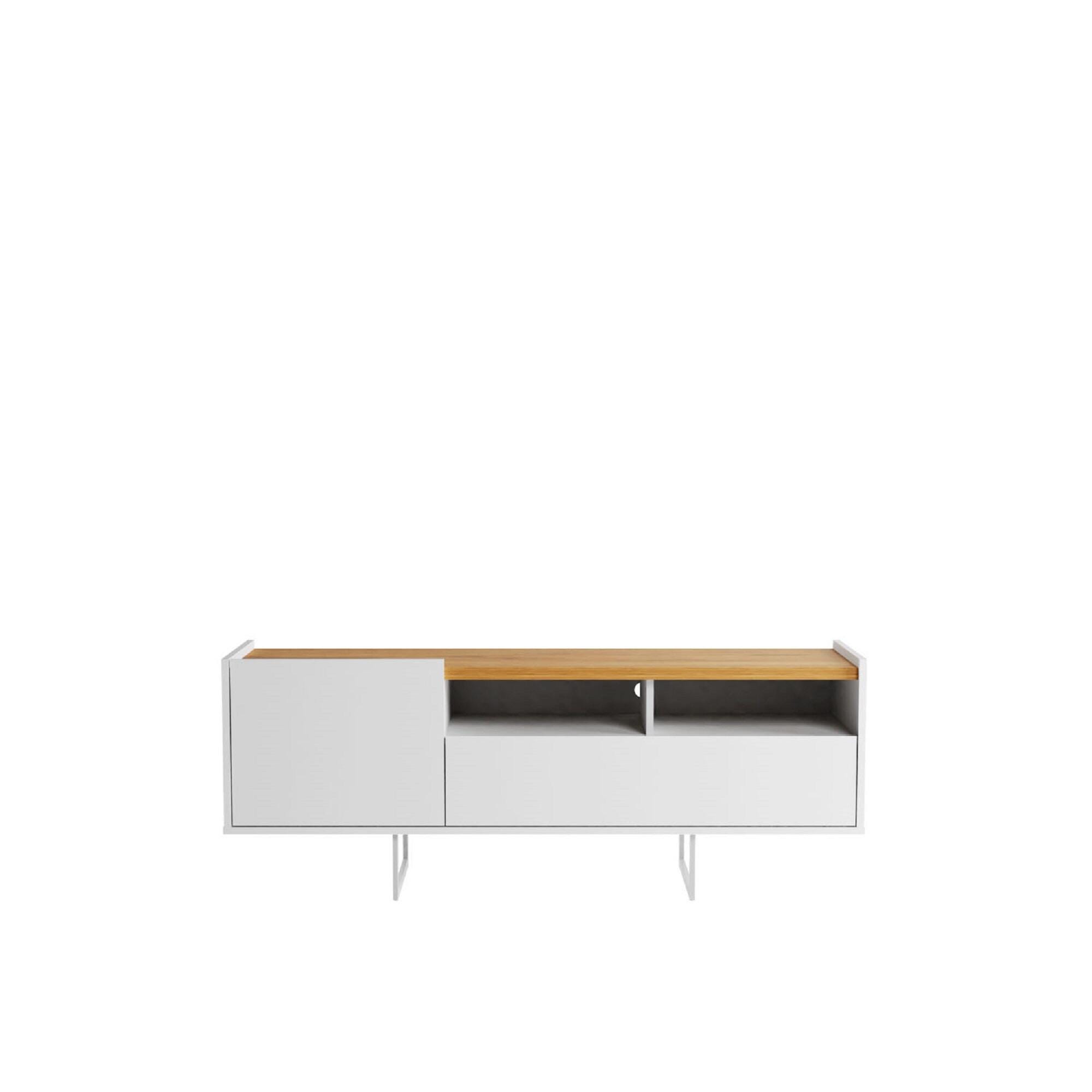 Manhattan Comfort Winston 53.14" TV Stand with 4 Shelves, White/Cinnamon, large