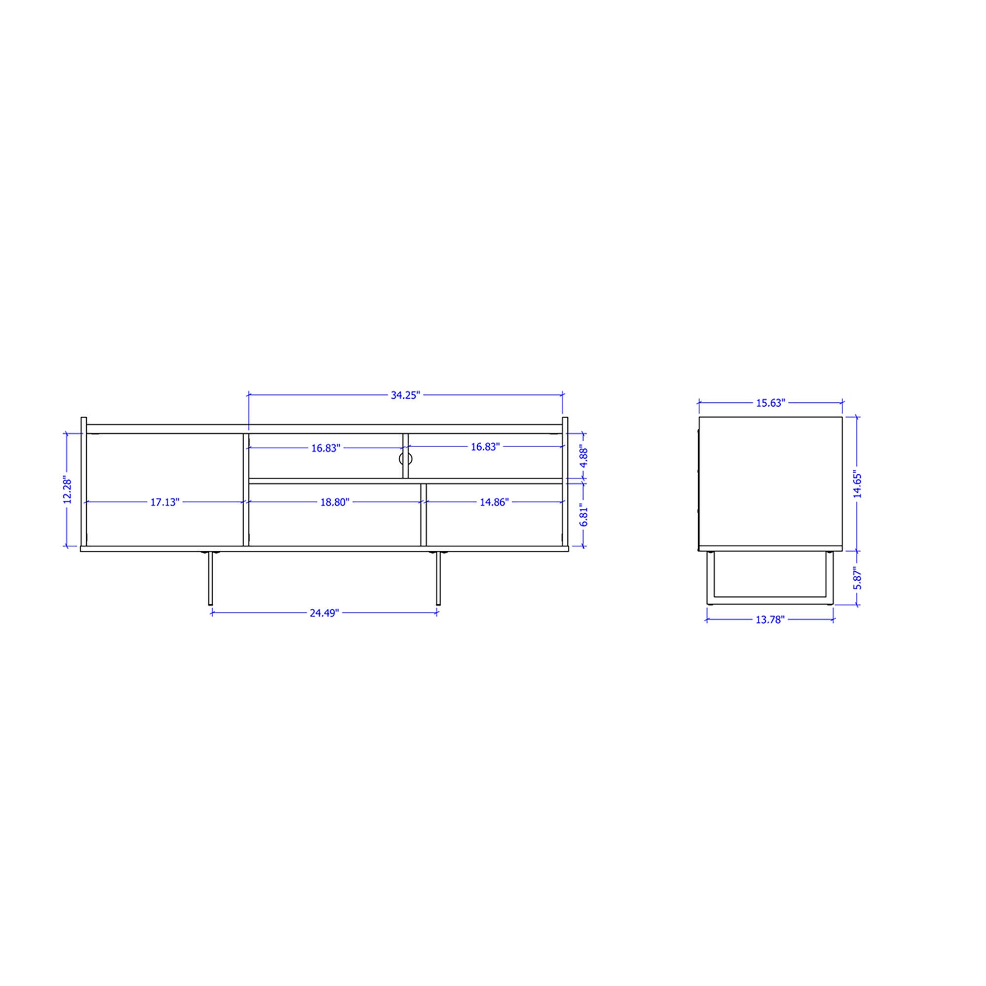 Manhattan Comfort Winston 53.14" TV Stand with 4 Shelves, White/Cinnamon, large