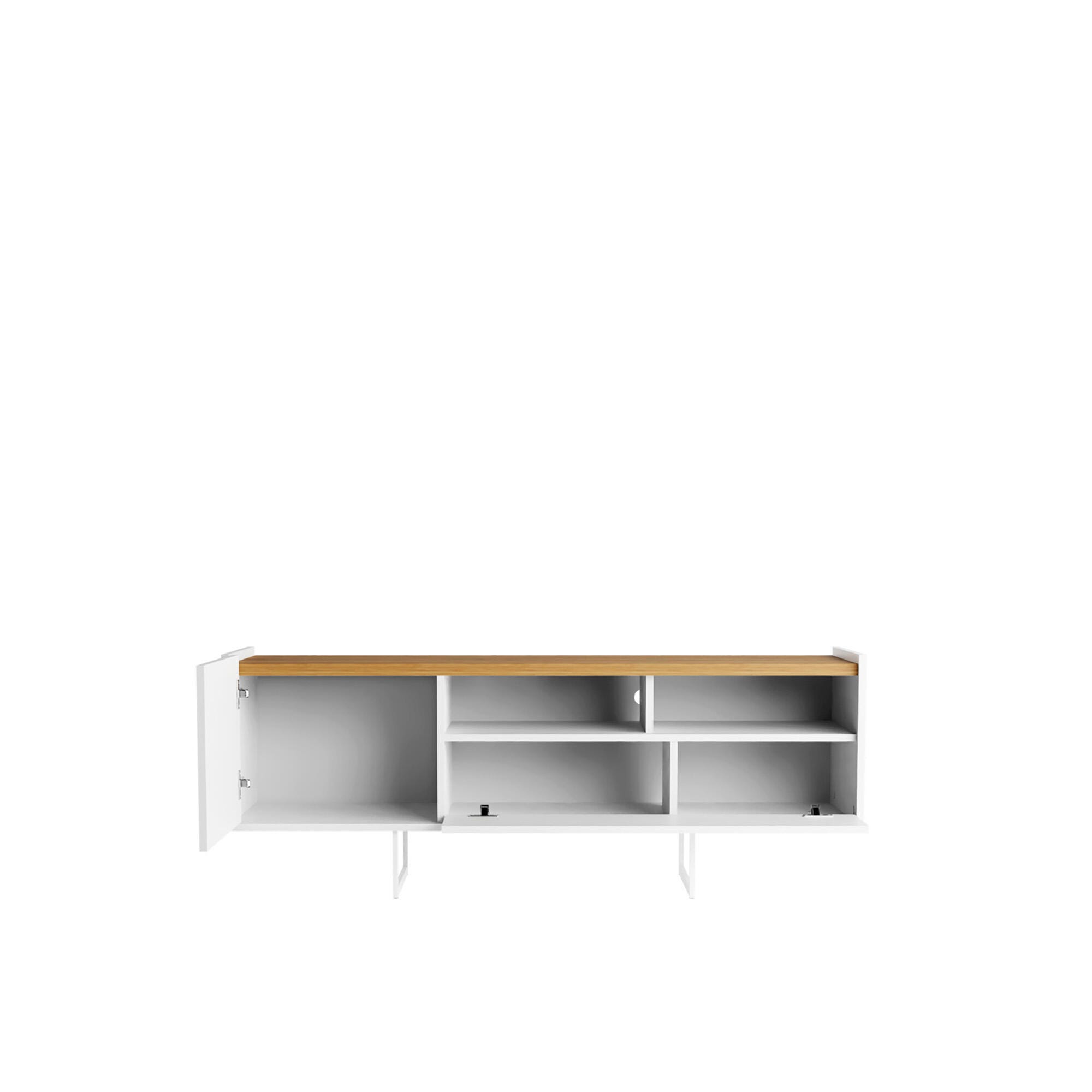 Manhattan Comfort Winston 53.14" TV Stand with 4 Shelves, White/Cinnamon, large