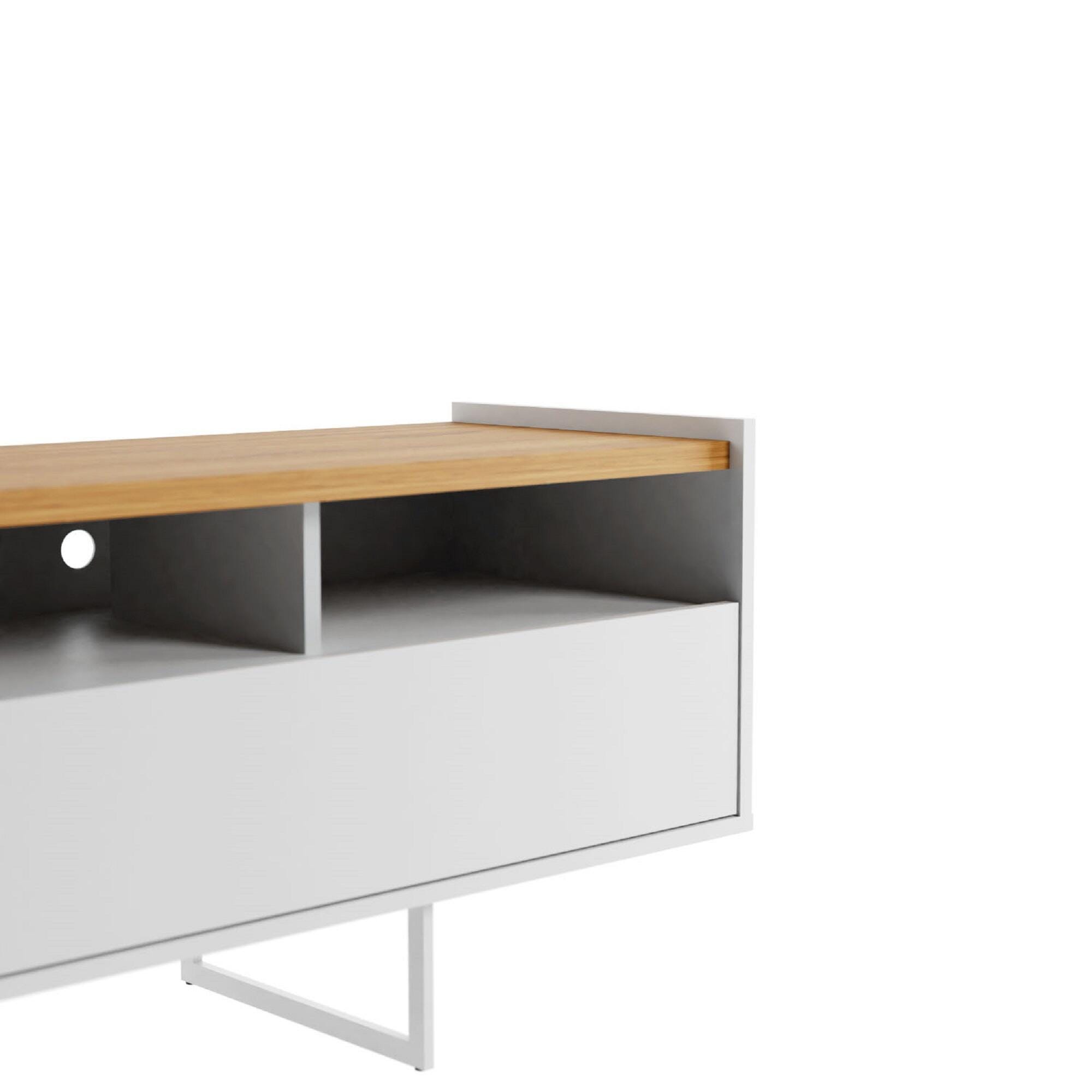 Manhattan Comfort Winston 53.14" TV Stand with 4 Shelves, White/Cinnamon, large