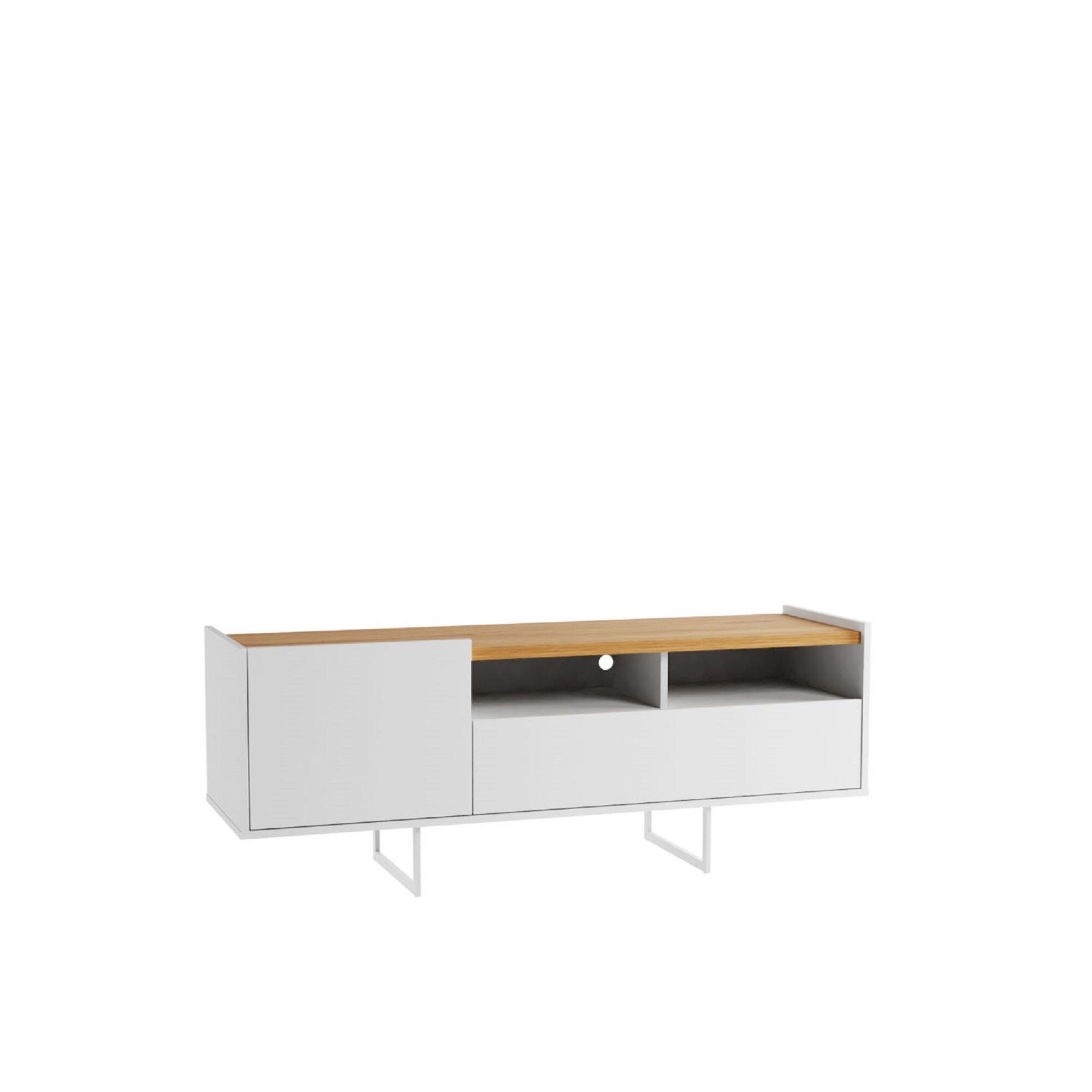 Manhattan Comfort Winston 53.14" TV Stand with 4 Shelves, White/Cinnamon, large