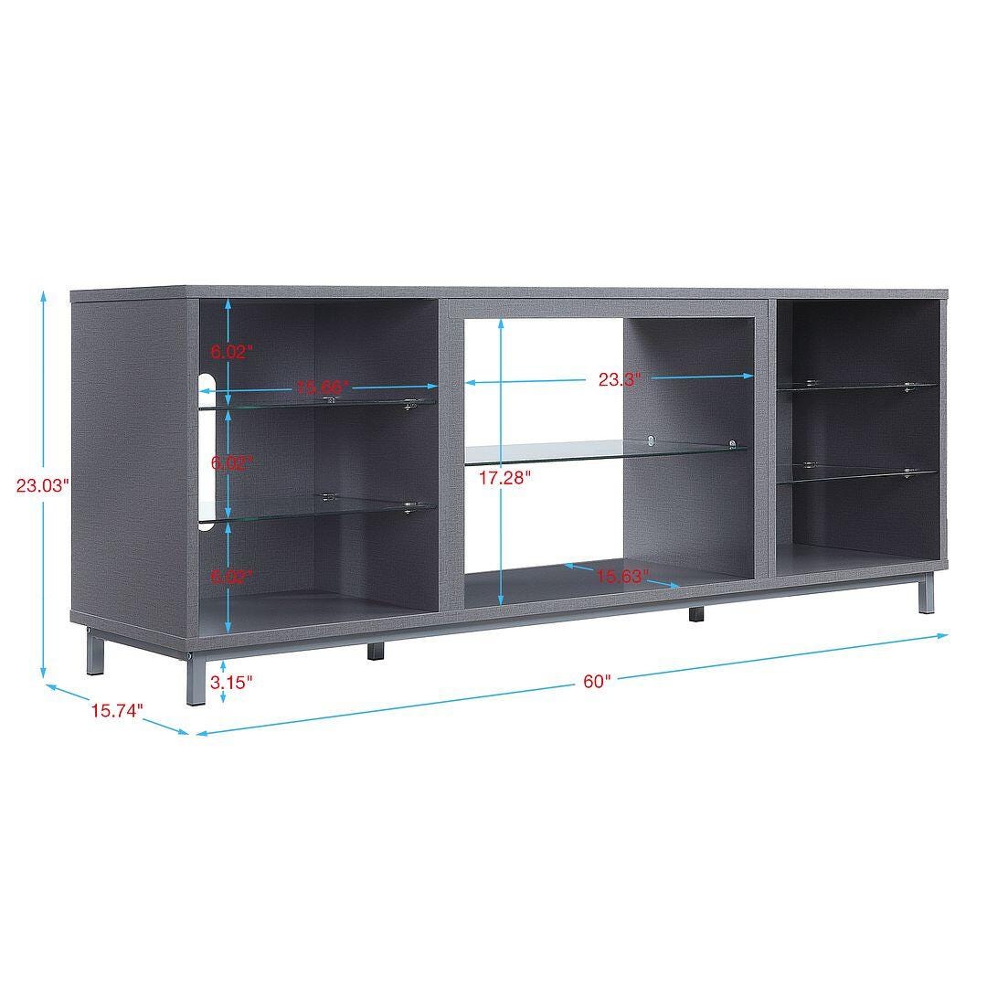 Manhattan Comfort Brighton 60" TV Stand, Gray, large