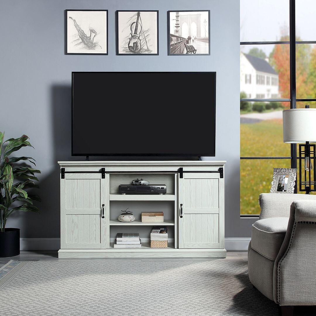 Manhattan Comfort Myrtle 60" TV Stand, Cream Oak, large