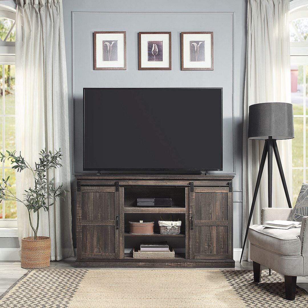 Manhattan Comfort Myrtle 60" TV Stand, Heavy Brown, large