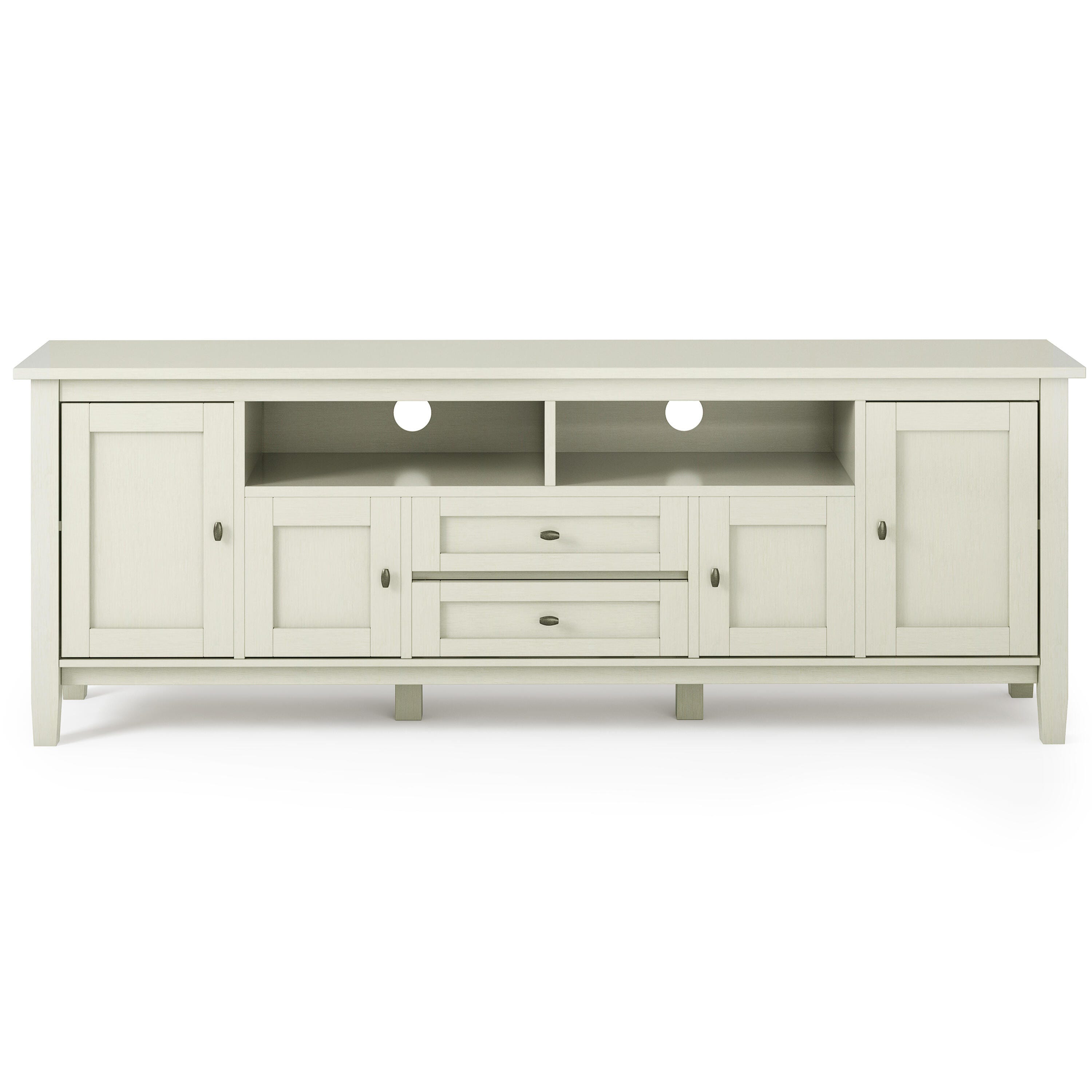 Simpli Home Warm Shaker Media Stand, Antique White, large