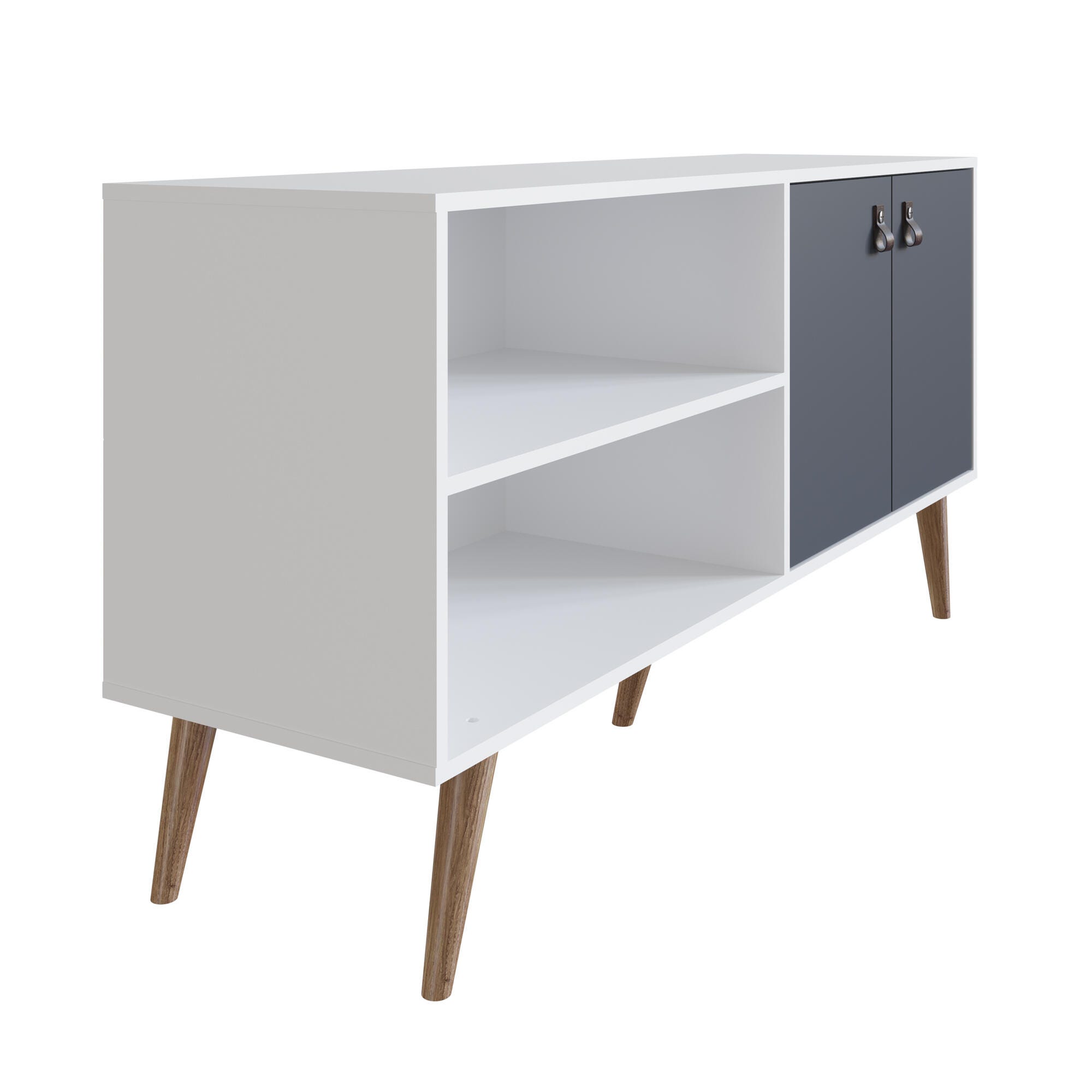 Manhattan Comfort Amber 53.7" TV Stand, White/Blue, large